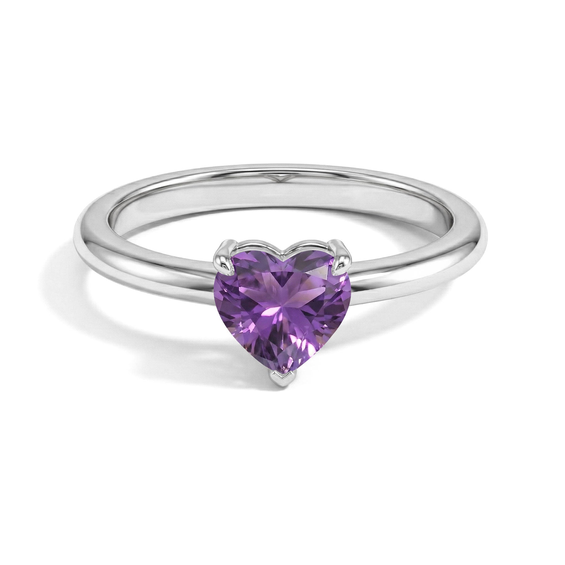natural amethyst heart ring, heart cut amethyst solitaire, february birthstone jewelry, purple gemstone ring, sterling silver ring, yellow gold filled option, women's gemstone jewelry, minimalist heart ring, elegant promise ring, fine jewelry gift, handcrafted ring, everyday jewelry