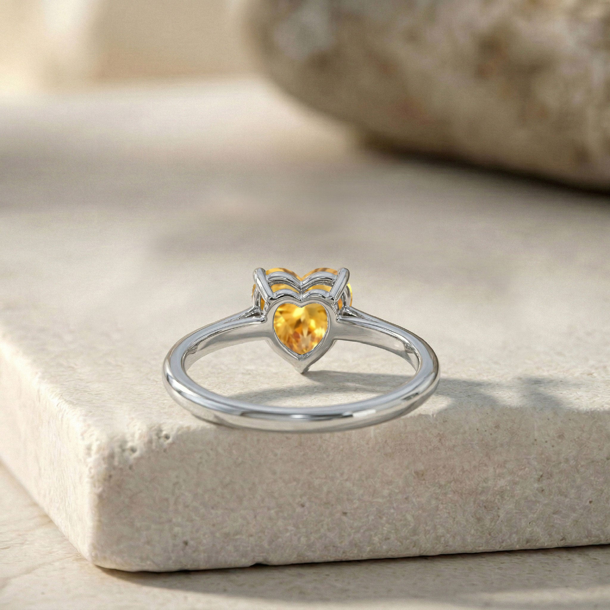 heart gemstone solitaire, november birthstone jewelry gift, handcrafted citrine accessory, elegant fashion ring, polished sterling silver jewelry, yellow gold filled choice, romantic gift jewelry, fine artisan ring, women's gemstone jewelry, modern classic style, sparkling gemstone beauty, delicate luxury, timeless elegance, premium jewelry, special occasion