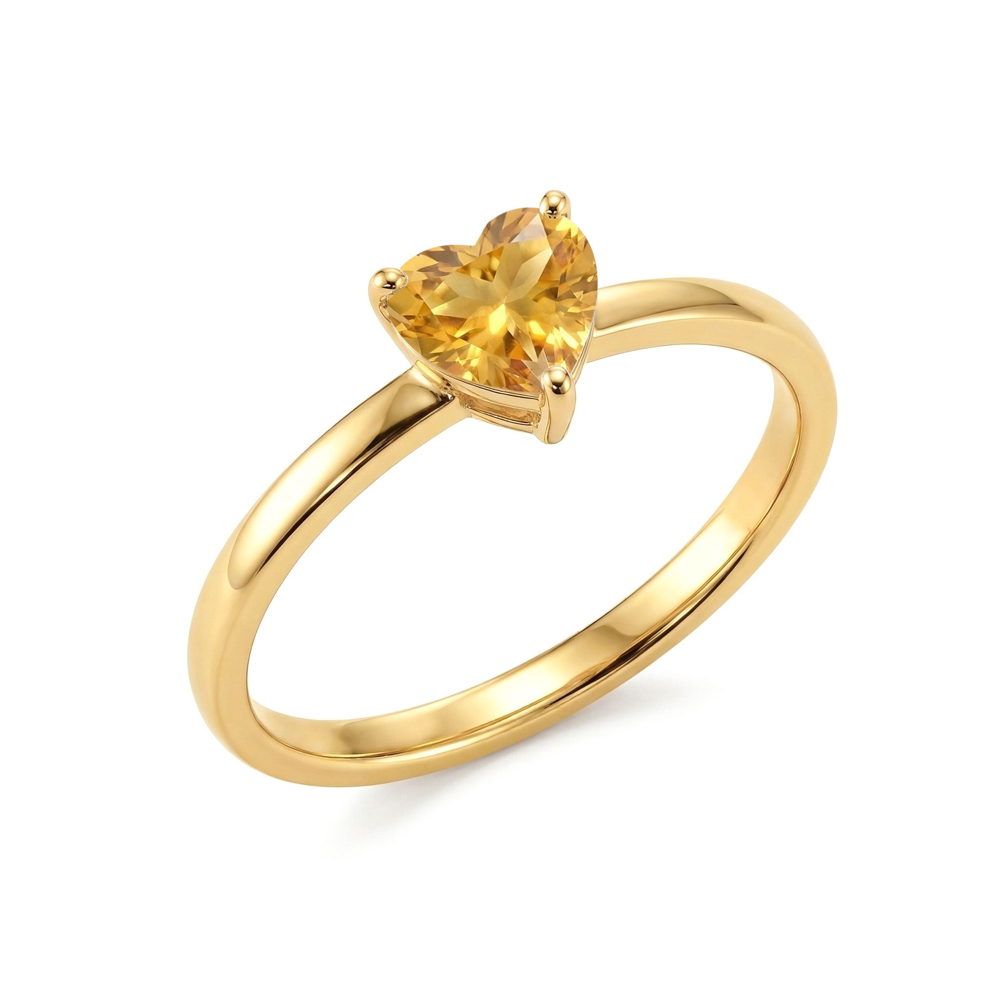 genuine citrine gemstone jewelry, minimalist heart ring, elegant handcrafted accessory, women's fine gemstone ring, timeless solitaire jewelry, artisan crafted ring, luxury fashion jewelry, classic heart gemstone, anniversary keepsake, birthday surprise, polished finish, delicate jewelry style, premium quality, everyday sophistication, refined accessory