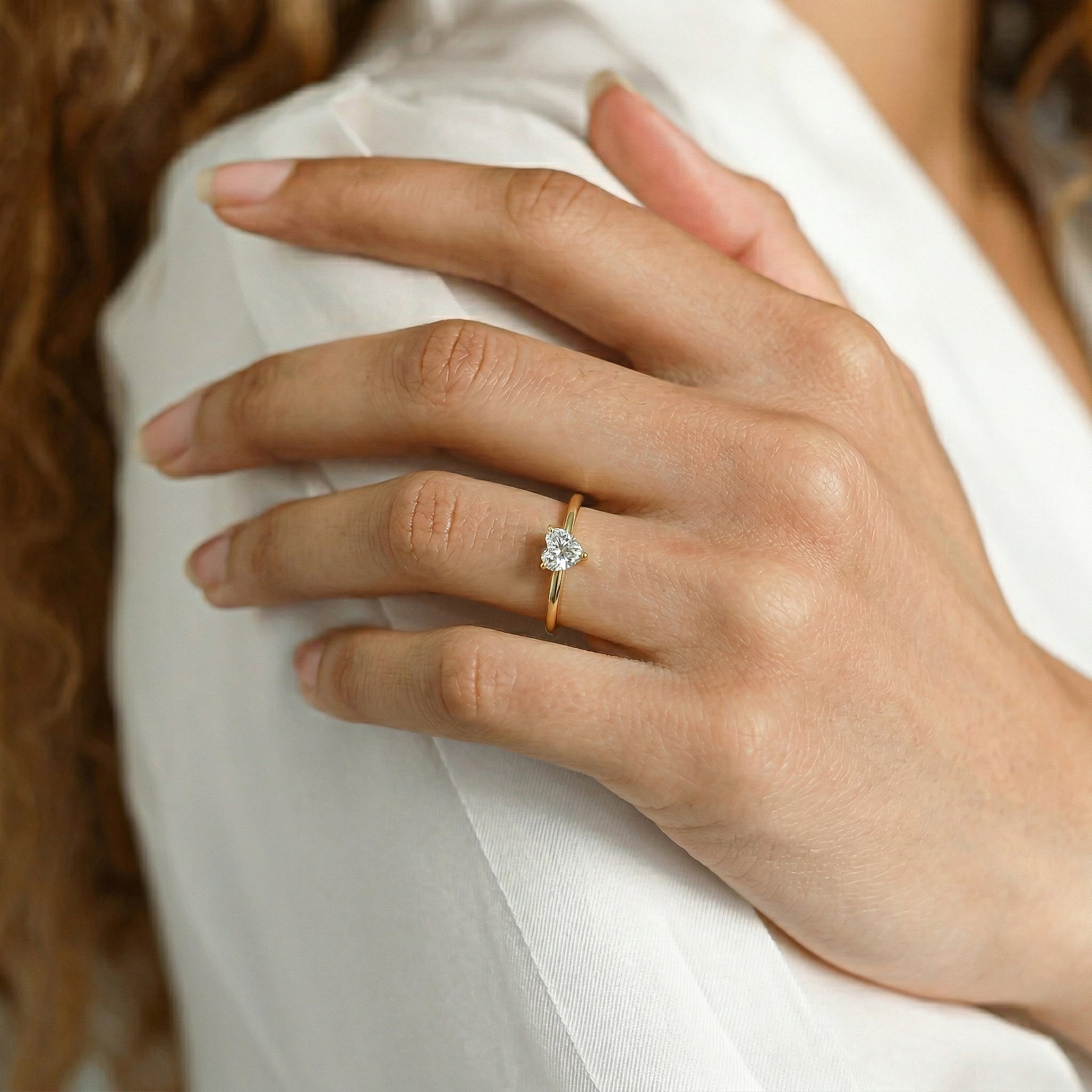 heart cut gemstone jewelry, moissanite fashion ring, classic solitaire design, elegant jewelry gift, handcrafted fine jewelry, women's luxury accessory, anniversary present, birthday surprise, sparkling gemstone, modern elegance, polished craftsmanship, romantic ring, everyday jewelry, premium gemstone, timeless fashion