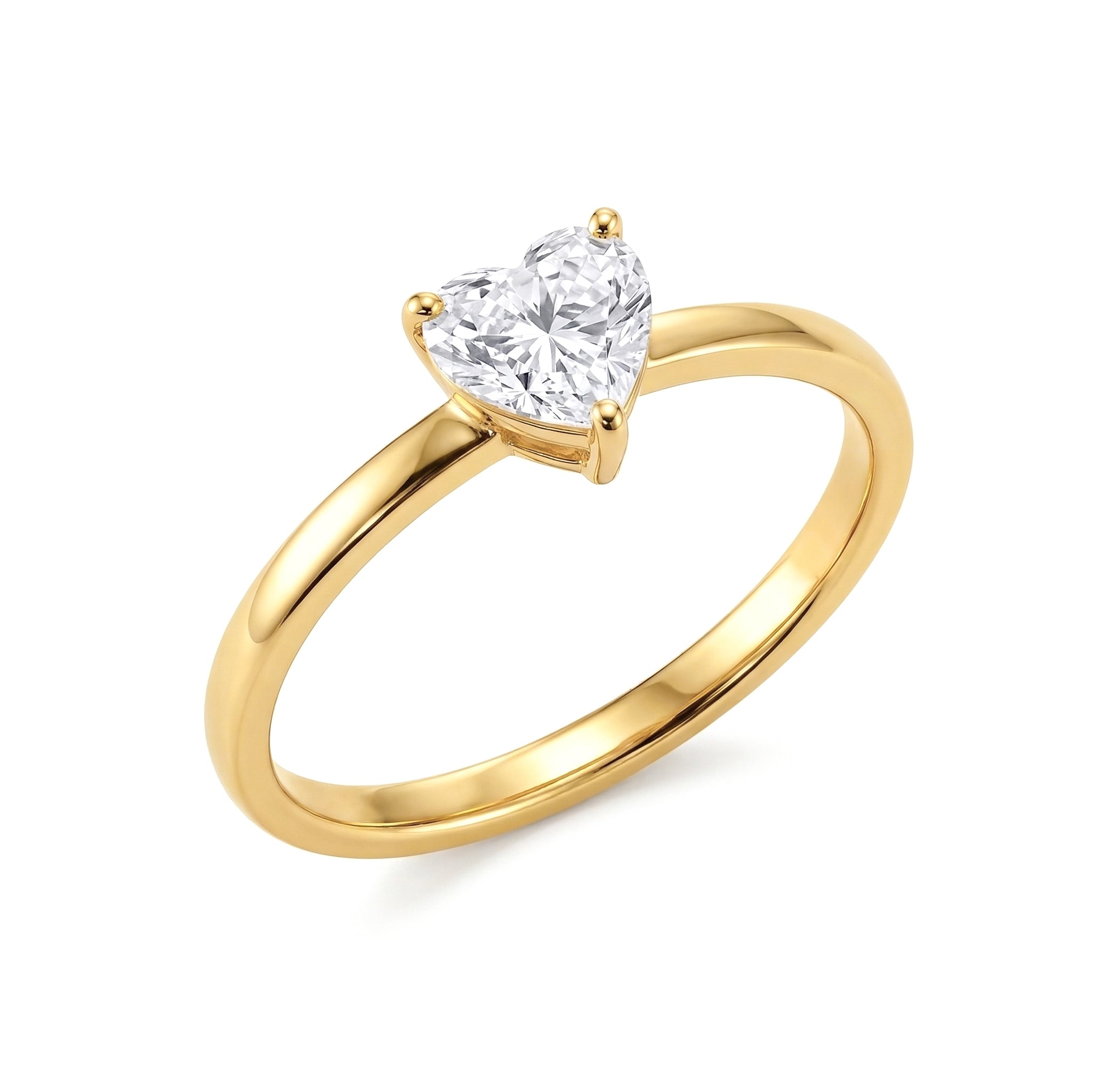 heart shaped fine jewelry, brilliant solitaire gemstone, handcrafted luxury accessory, minimalist women's ring, refined jewelry style, polished finish, promise ring gift, elegant gemstone fashion, premium quality jewelry, artisan ring, timeless elegance, sparkling gemstone, delicate craftsmanship, sophisticated accessory, luxury design