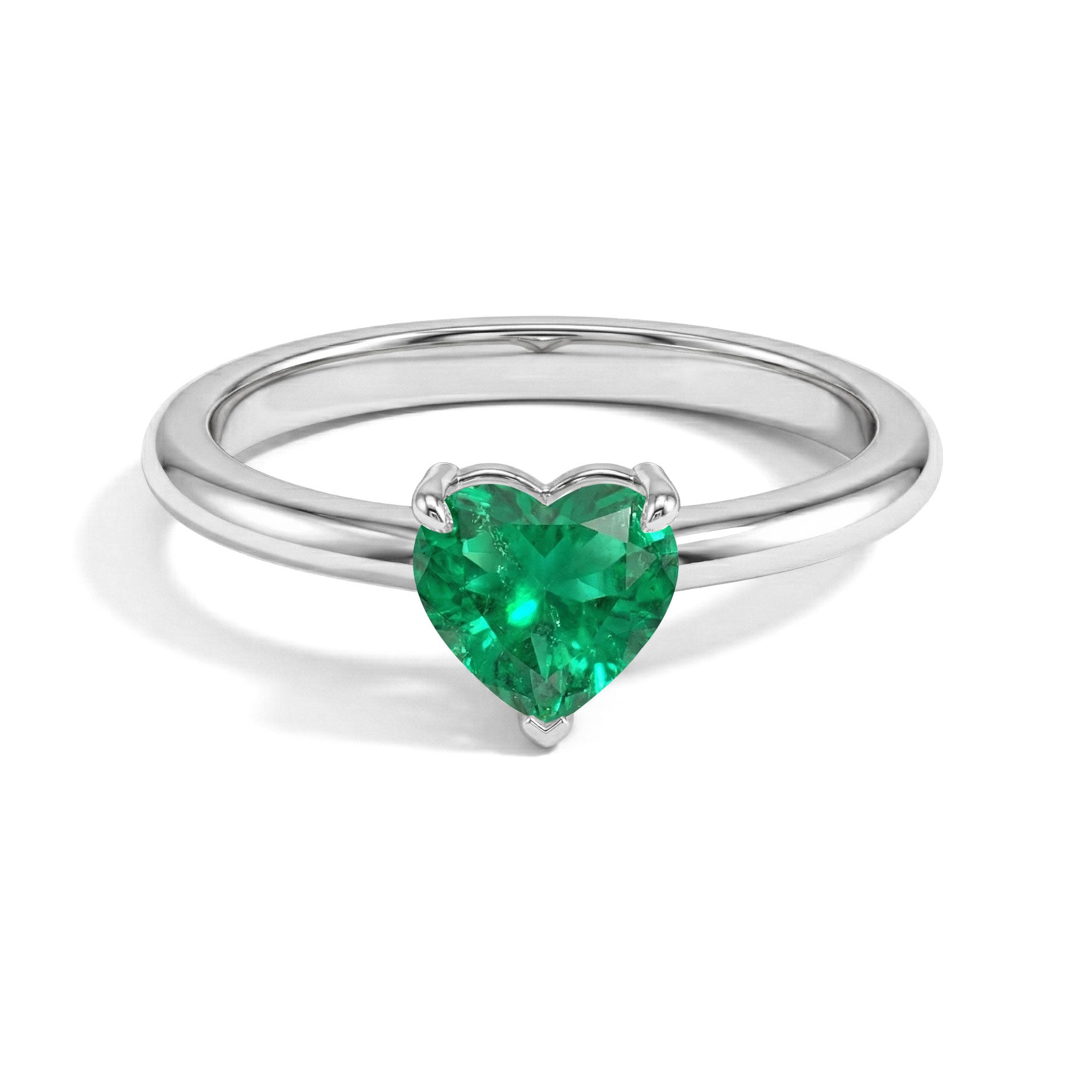 heart emerald ring, emerald solitaire ring, heart cut emerald, green gemstone ring, may birthstone ring, promise ring, engagement ring, solitaire jewelry, four prong setting, minimalist ring, dainty jewelry, sterling silver ring, elegant gift, women's ring, classic design
