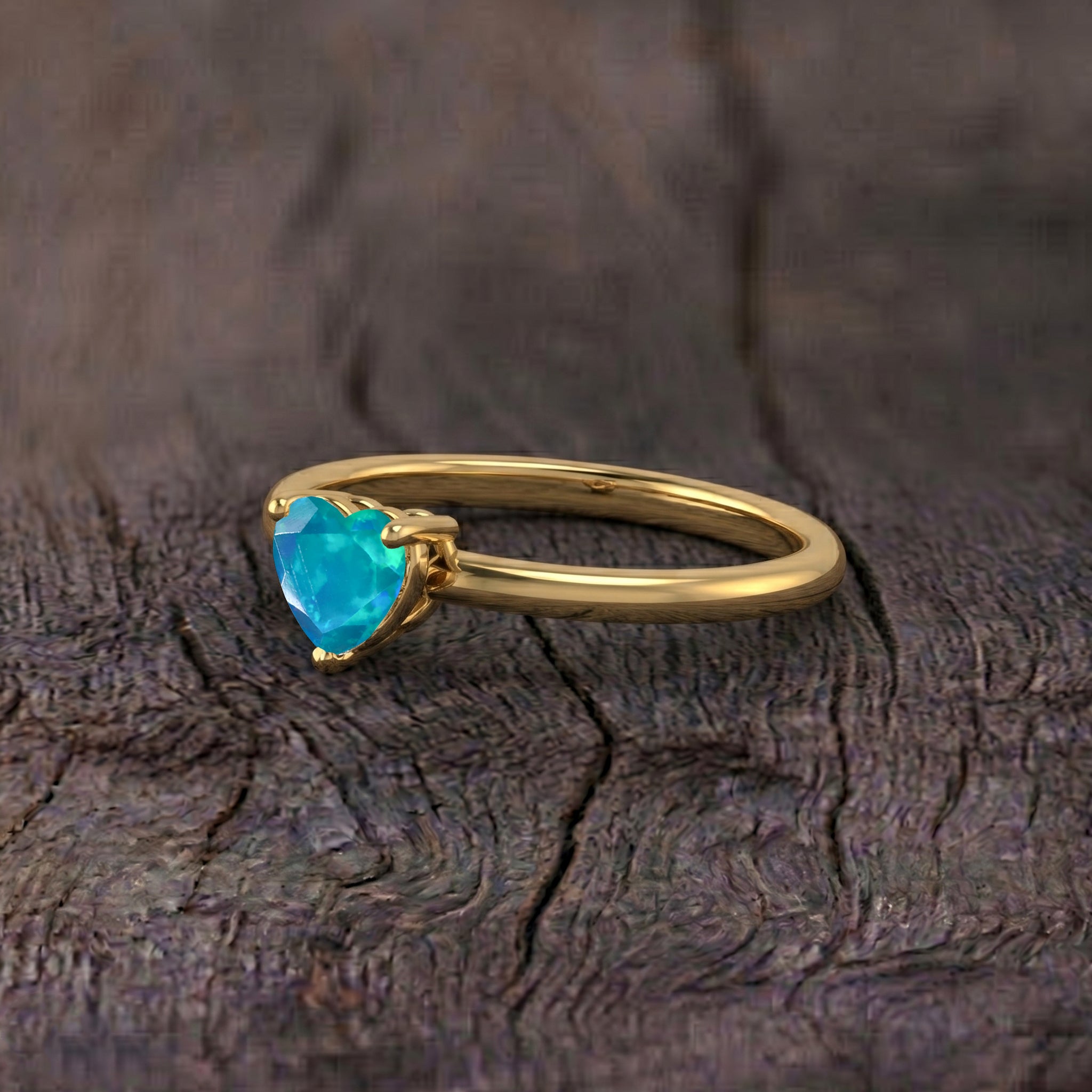 green gemstone jewelry, heart cut natural opal, solitaire ring elegance, delicate romantic jewelry, timeless gemstone accessory, artisan jewelry design, october birthstone gift, sparkling gemstone ring, women's classic jewelry, fine handcrafted ring, dainty heart jewelry, minimalist fashion accessory, elegant gemstone style, unique heart solitaire, polished finish