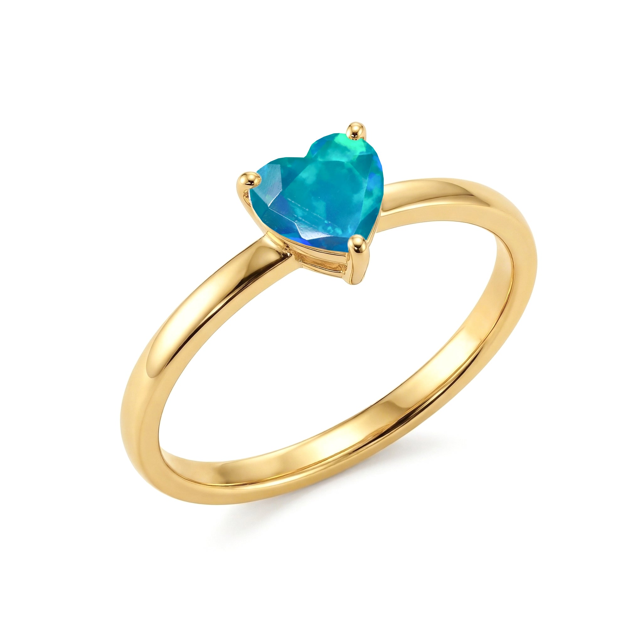 heart gemstone sparkle, natural green opal beauty, solitaire jewelry style, handcrafted gemstone craftsmanship, elegant women's ring, meaningful gemstone gift, polished heart design, fine jewelry accessory, october birthstone ring, refined fashion jewelry, minimalist elegance, anniversary keepsake, birthday surprise jewelry, classic gemstone styling, vibrant opal colors