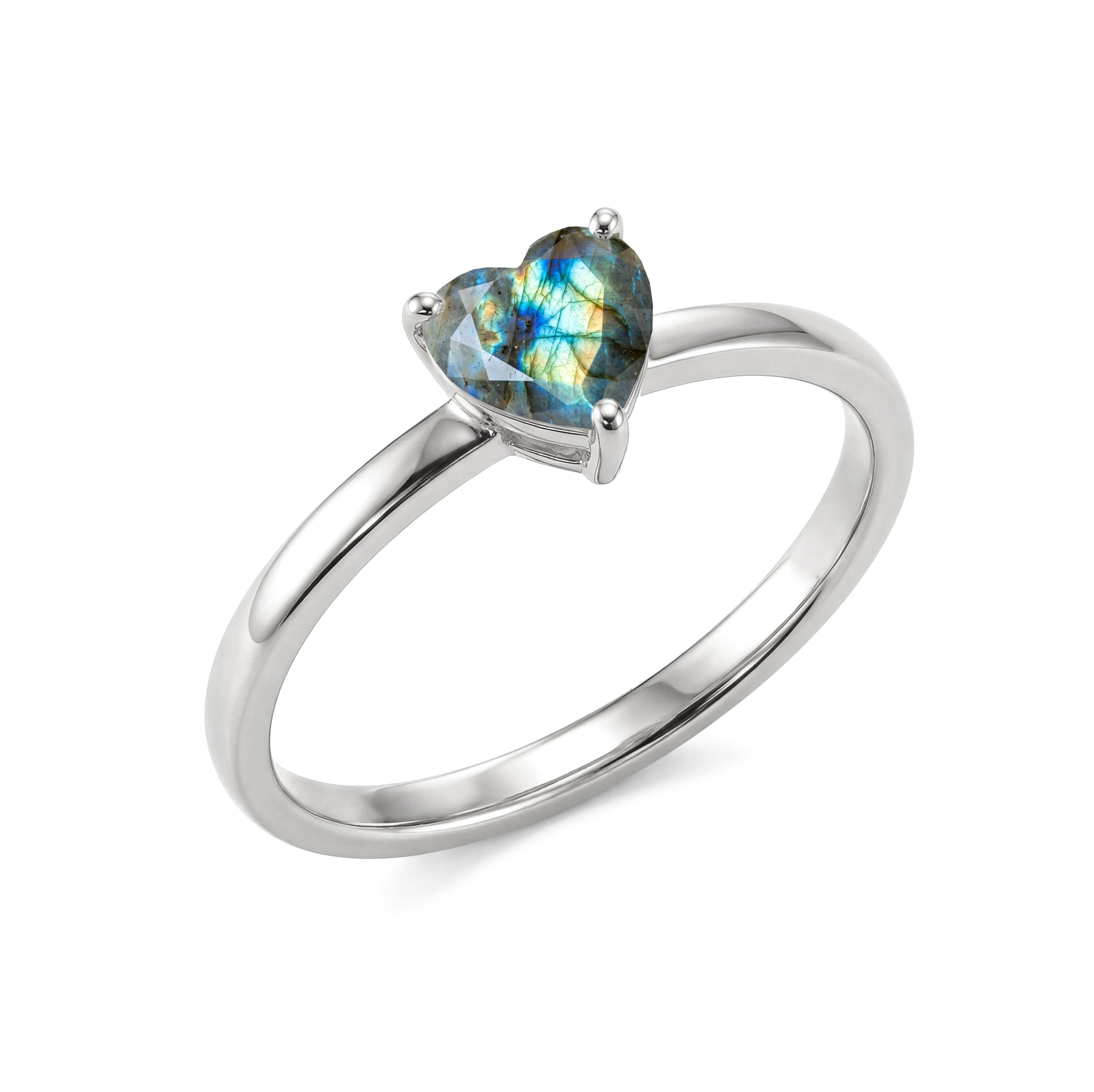 heart gemstone jewelry, natural labradorite brilliance, handcrafted fine ring, blue flash gemstone beauty, elegant solitaire accessory, artisan jewelry craftsmanship, women's classic jewelry, anniversary surprise, polished heart gemstone, sophisticated ring design, timeless fashion jewelry, meaningful gemstone ring, premium quality jewelry, refined elegance, everyday luxury