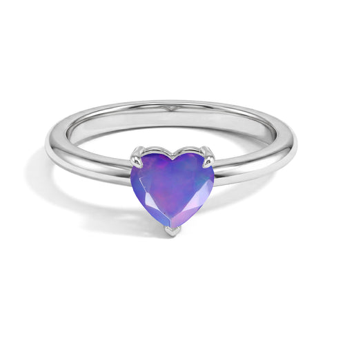 Heart Cut Natural Lavender Opal Ring for Women with Timeless Elegance