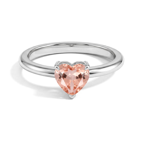 Delicate Morganite Heart Ring with Timeless Solitaire Style In 925 Sterling Silver or Yellow Gold Filled