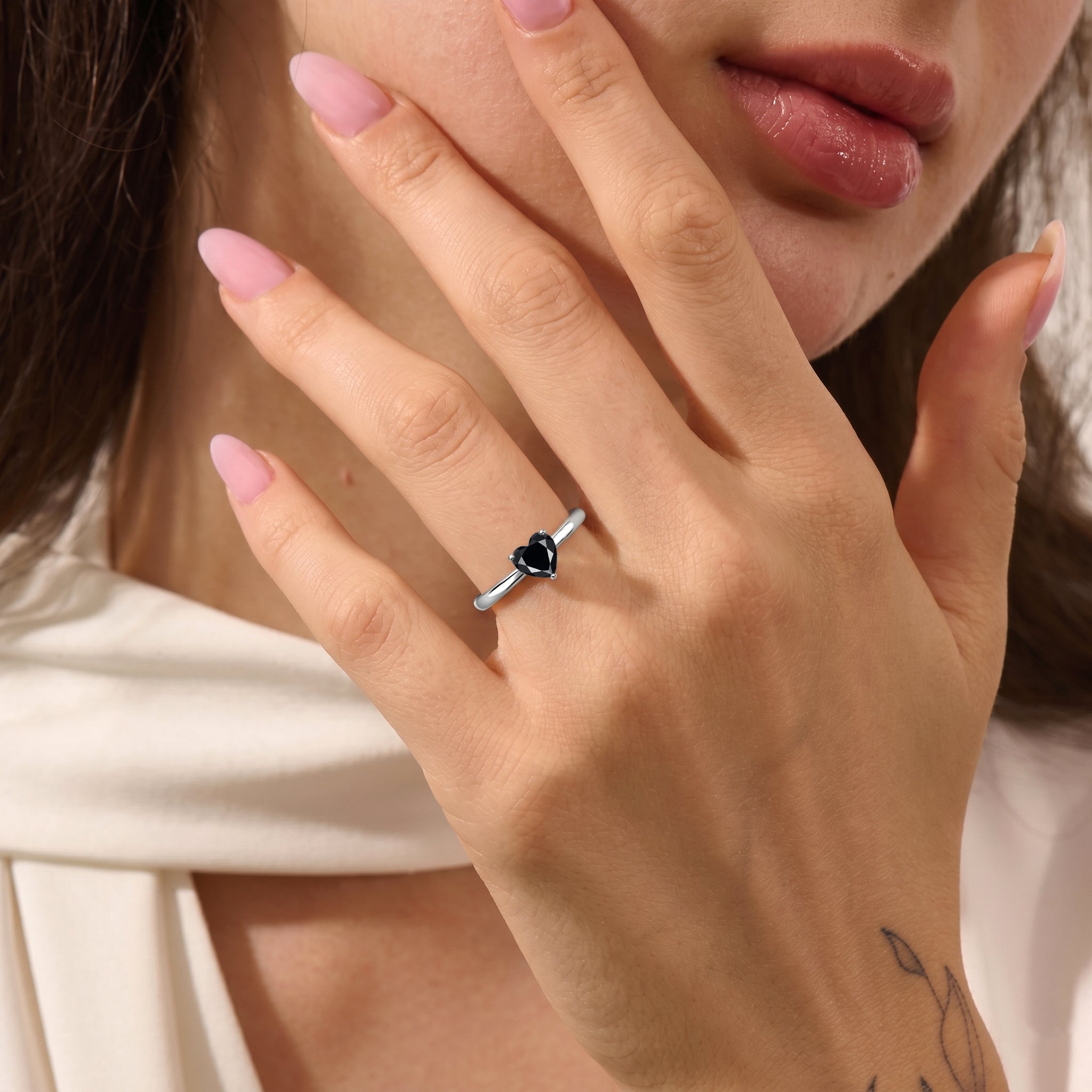 heart shaped black onyx ring, natural black onyx jewelry, solitaire heart gemstone ring, dainty promise ring, black gemstone engagement ring, artisan jewelry, fine jewelry for women, romantic heart ring, sterling silver gemstone ring, yellow gold filled jewelry, elegant solitaire design, fashion jewelry, timeless ring, handcrafted jewelry, gift for her
