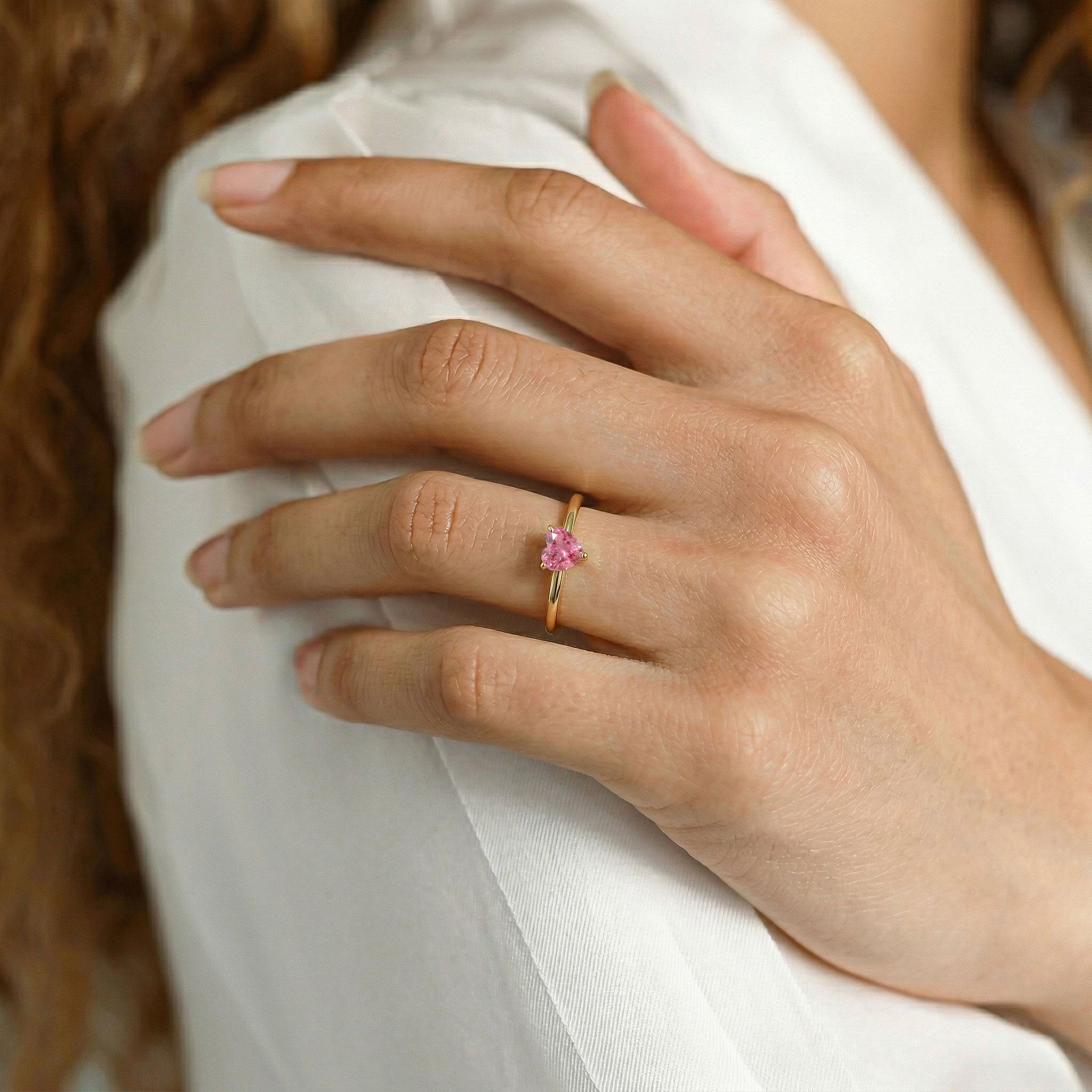pink tourmaline jewelry, heart shaped gemstone ring, sterling silver fashion ring, gold filled jewelry, handcrafted artisan ring, elegant women's accessory, romantic jewelry gift, polished comfort ring, fine gemstone jewelry, luxury handcrafted design, anniversary jewelry, fashion accessory, classic solitaire, feminine style, everyday elegance