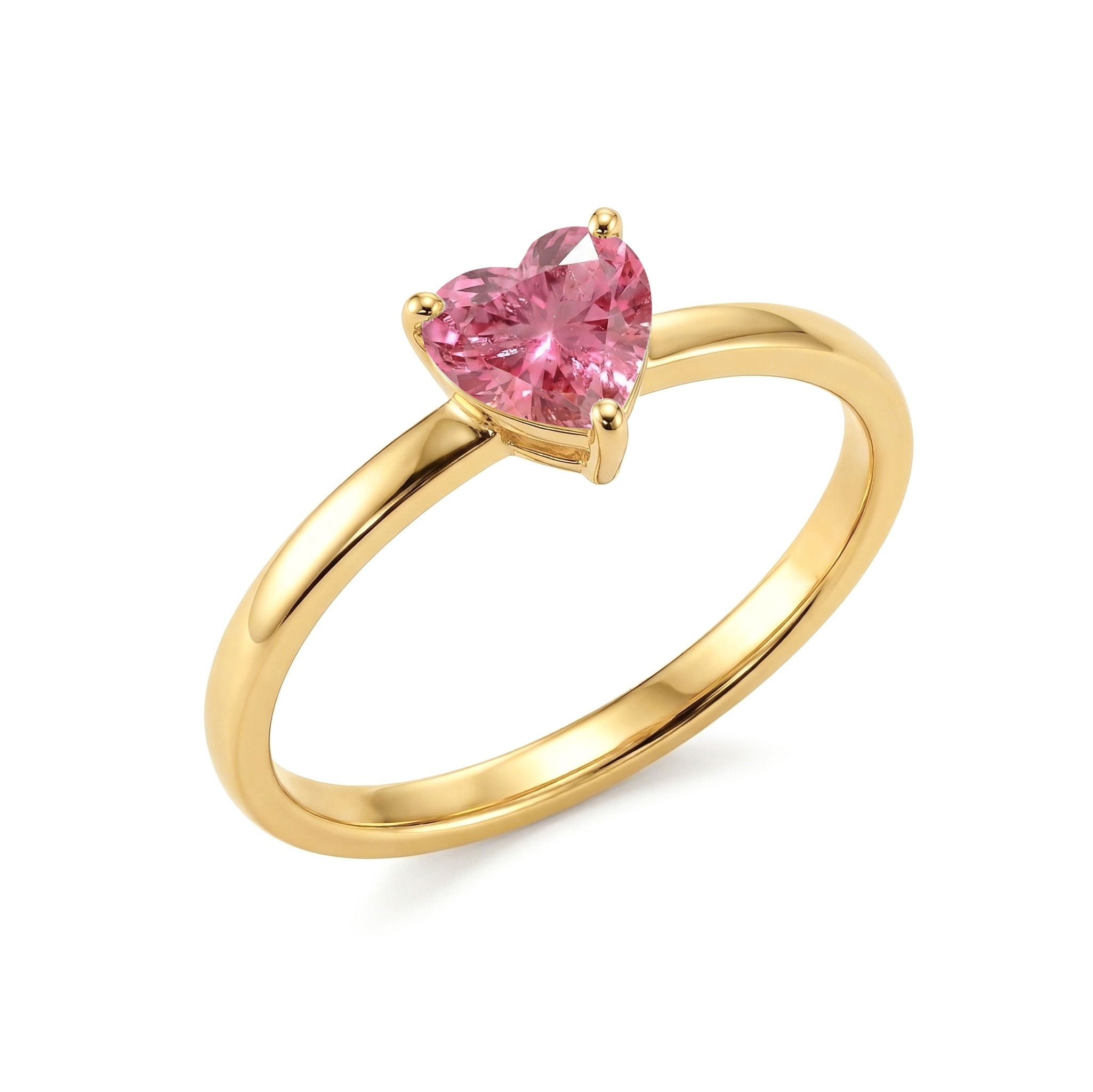 heart gemstone jewelry gift, pink solitaire ring, handcrafted artisan accessory, sterling silver luxury ring, gold filled jewelry, elegant women's fashion, polished gemstone setting, fine handcrafted craftsmanship, promise jewelry, romantic style, timeless beauty, premium jewelry collection, anniversary ring, classic design, everyday elegance