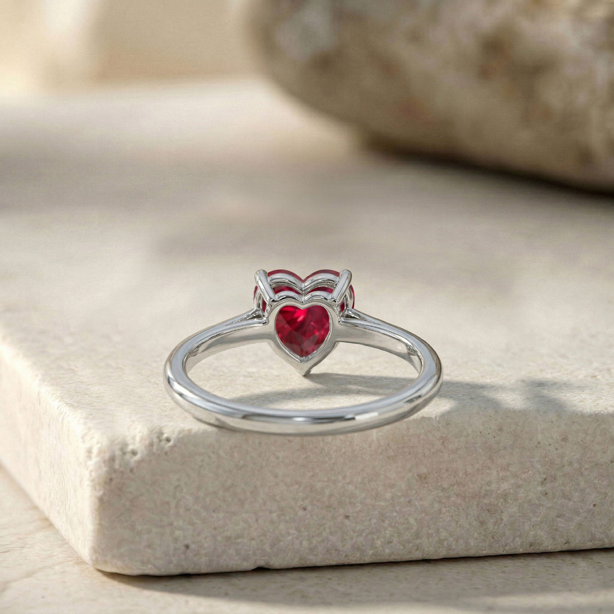 heart ruby jewelry gift, natural gemstone solitaire, july birthstone keepsake, polished precious jewelry, sterling silver elegance, gold filled finish, women's ruby accessory, everyday luxury ring, fine handcrafted jewelry, romantic gemstone fashion