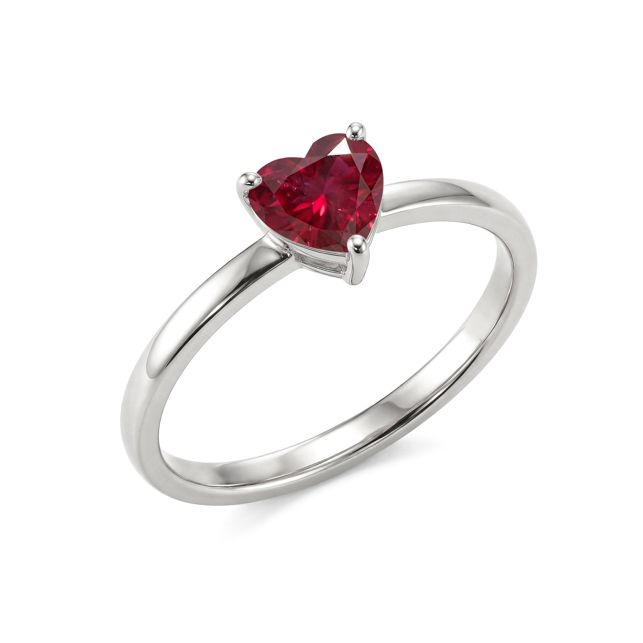 ruby solitaire heart jewelry, natural gemstone fashion, july birthstone elegance, handcrafted sterling silver ring, polished gold filled jewelry, red gemstone sparkle, women's romantic ring, anniversary gift jewelry, delicate fine accessory, timeless ruby piece