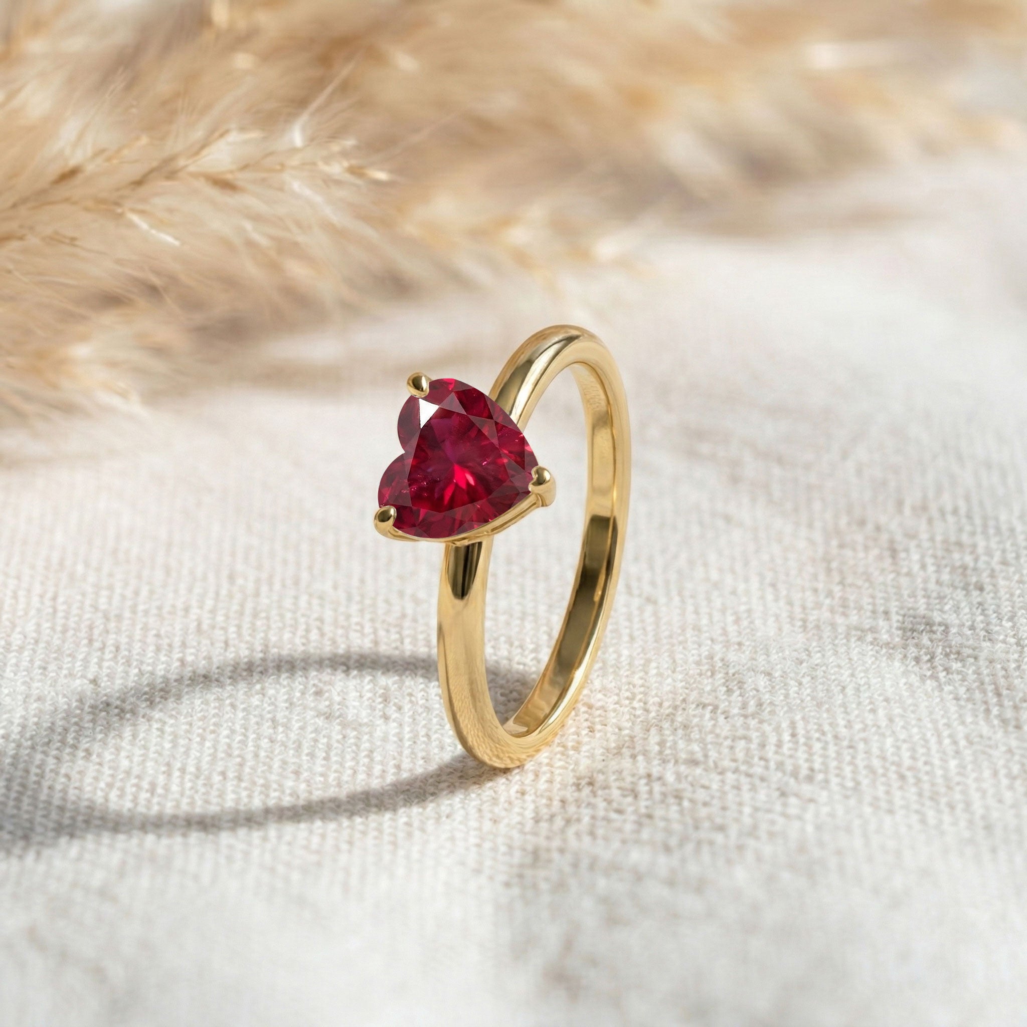 july birthstone ruby ring, natural ruby jewelry, heart gemstone solitaire, women's elegant ring, red gemstone accessory, handcrafted jewelry, minimalist luxury ring, promise jewelry gift, polished sterling silver, everyday ruby fashion