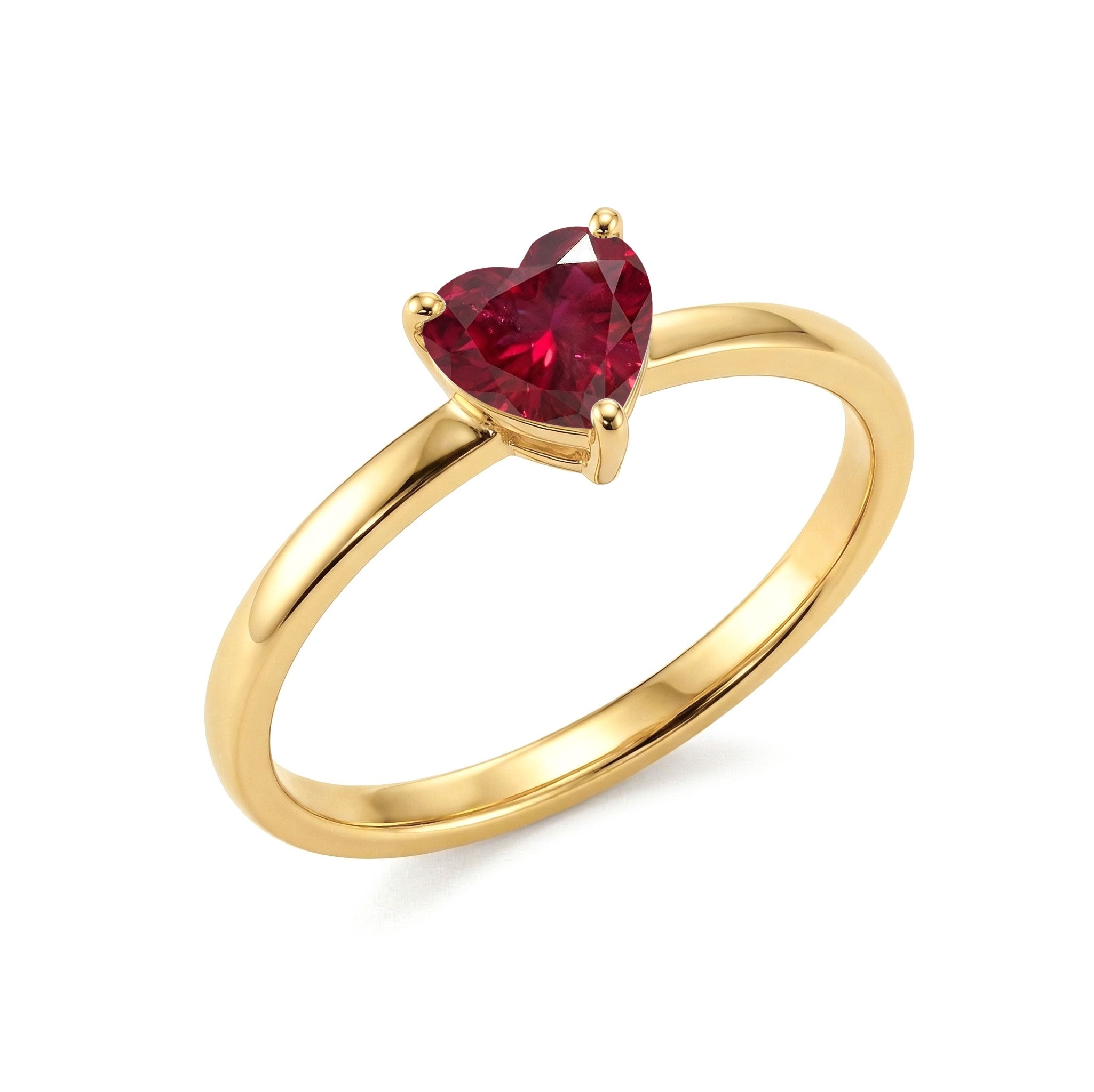 natural ruby heart gemstone, elegant solitaire ring, july birthstone jewelry, fine ruby accessory, sterling silver craftsmanship, gold filled option, women's gift jewelry, timeless heart ring, classic gemstone style, sparkling ruby elegance