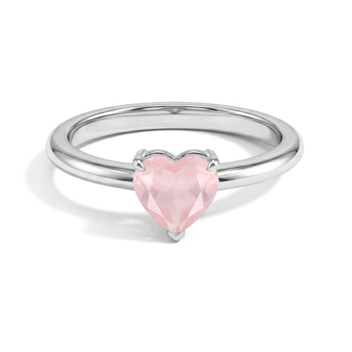 Natural Rose Quartz Heart Ring for Women in 925 Sterling Silver or Yellow Gold Filled