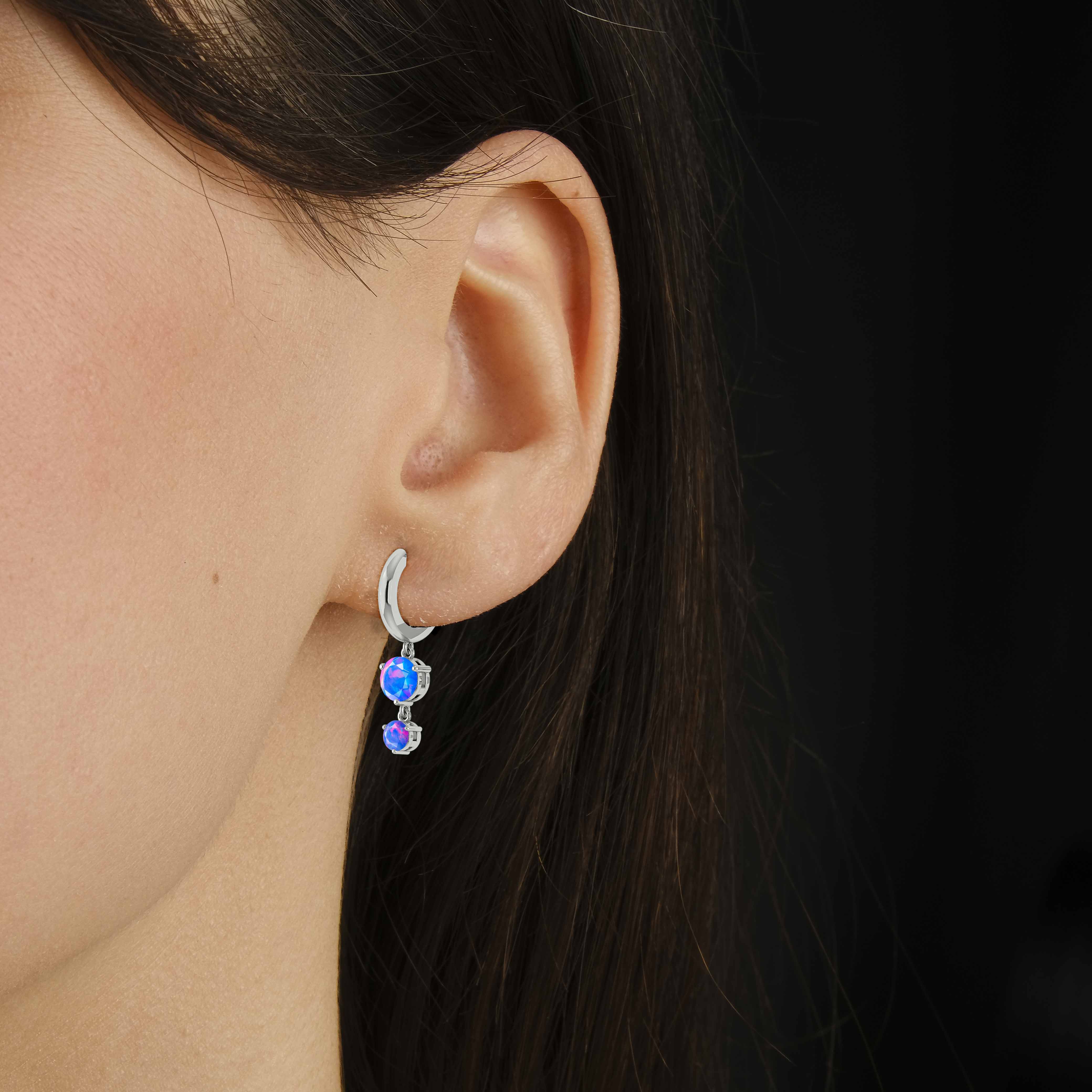 Blue Opal Hoop Earring