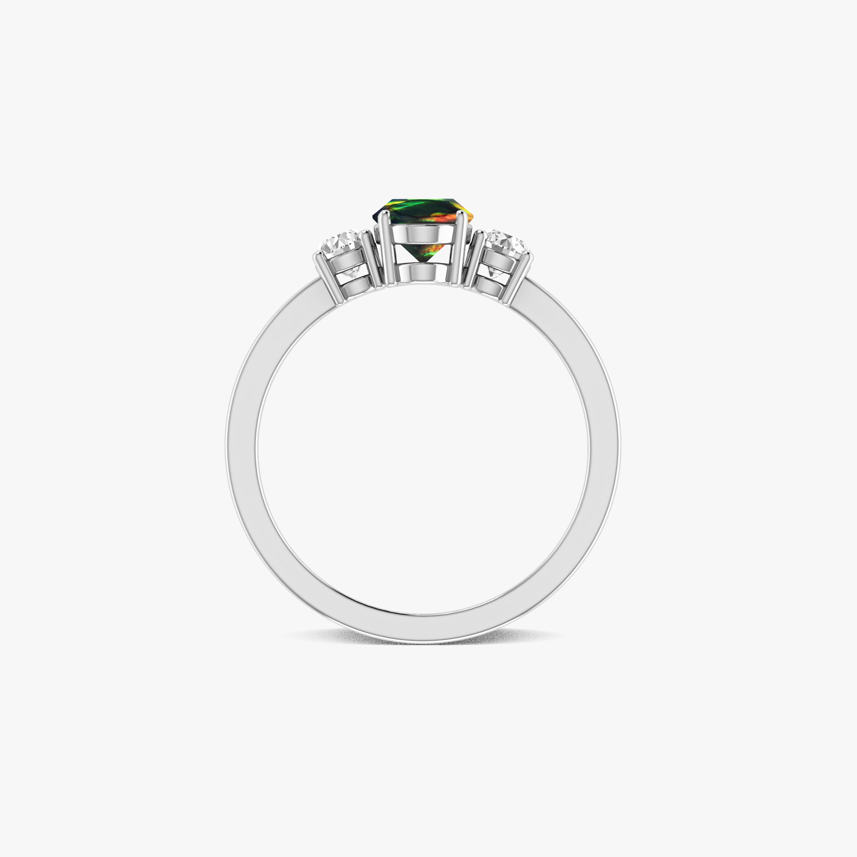 Fire Black Opal Gemstone Ring