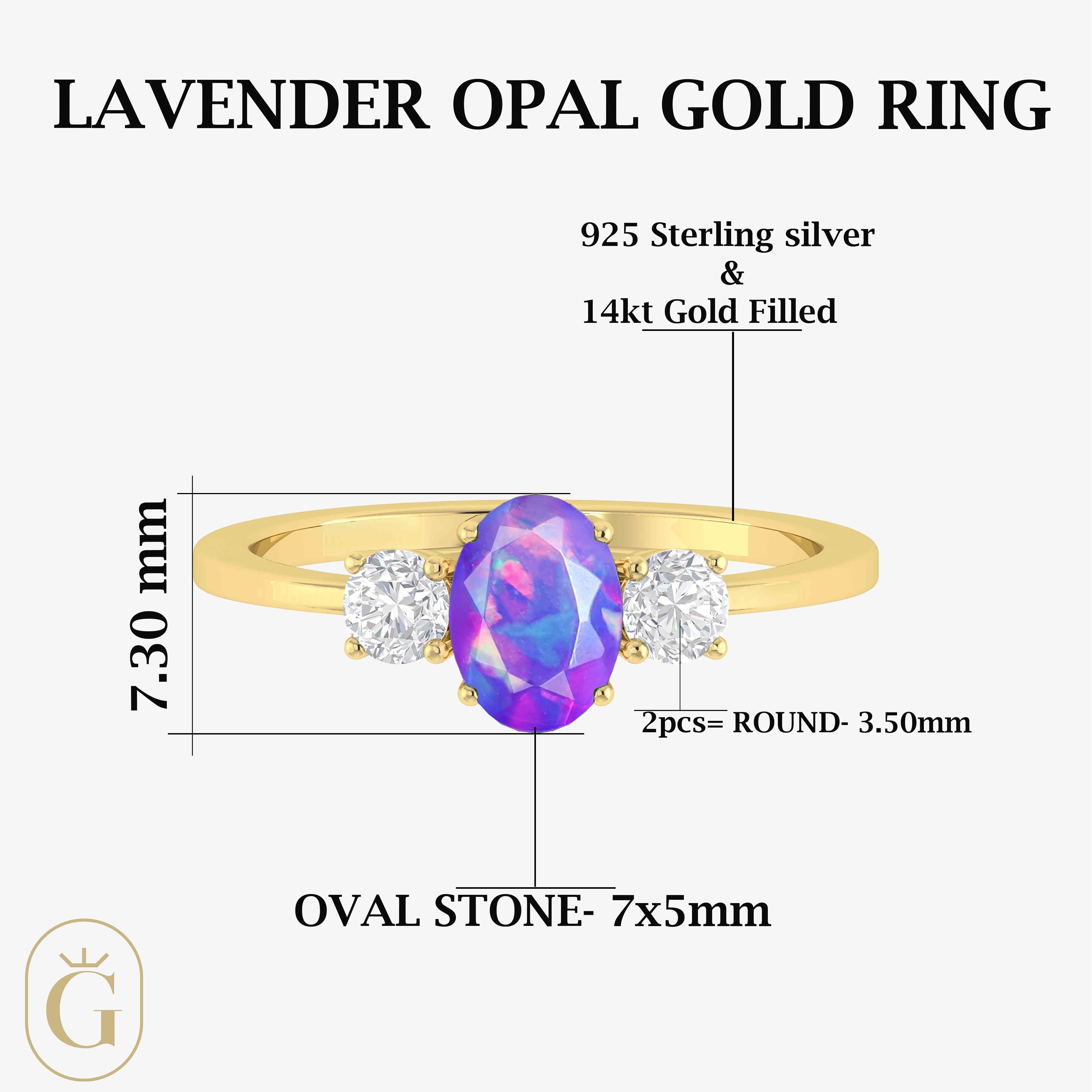 Lavender Opal Gold Ring