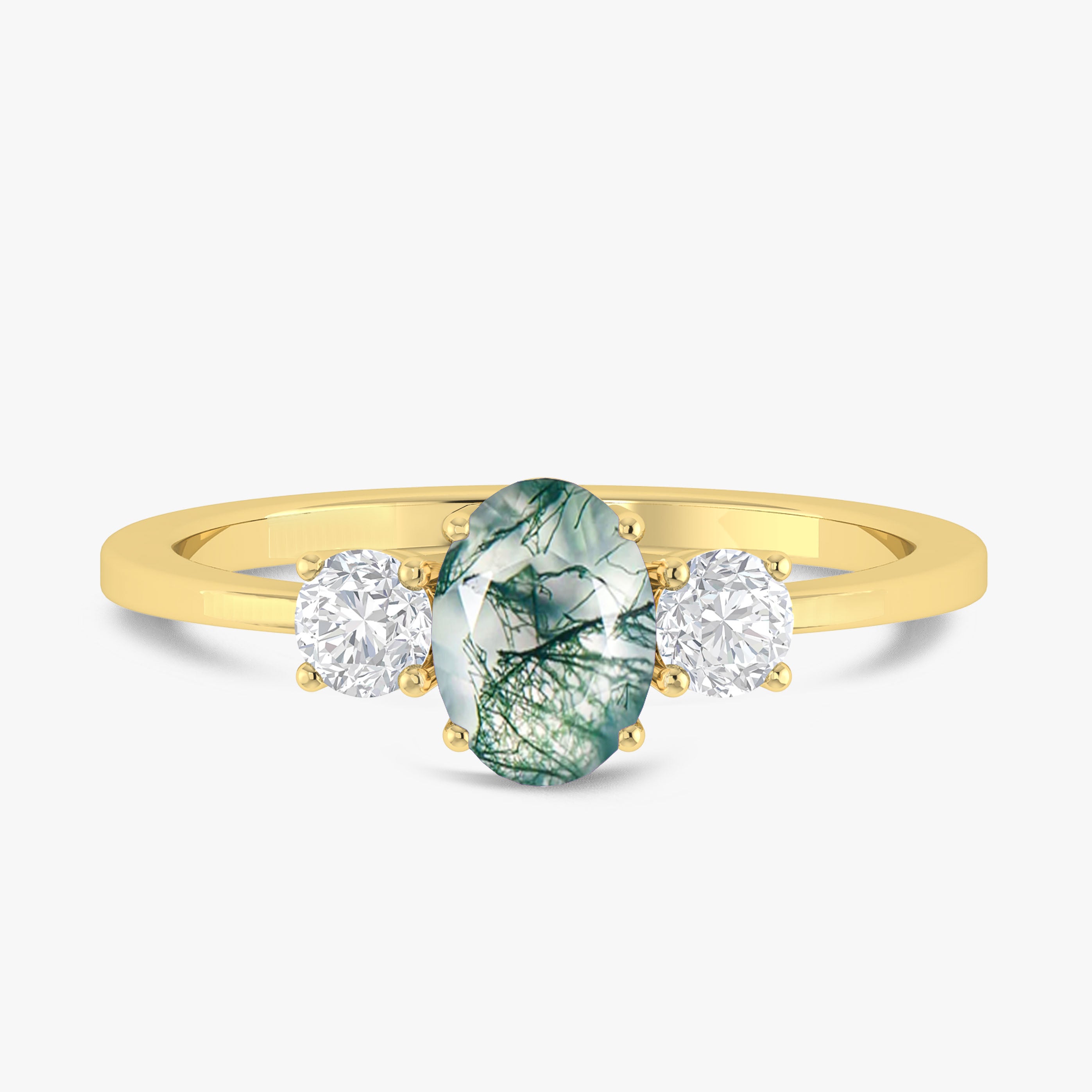 Genuine Moss Agate Gemstone Ring