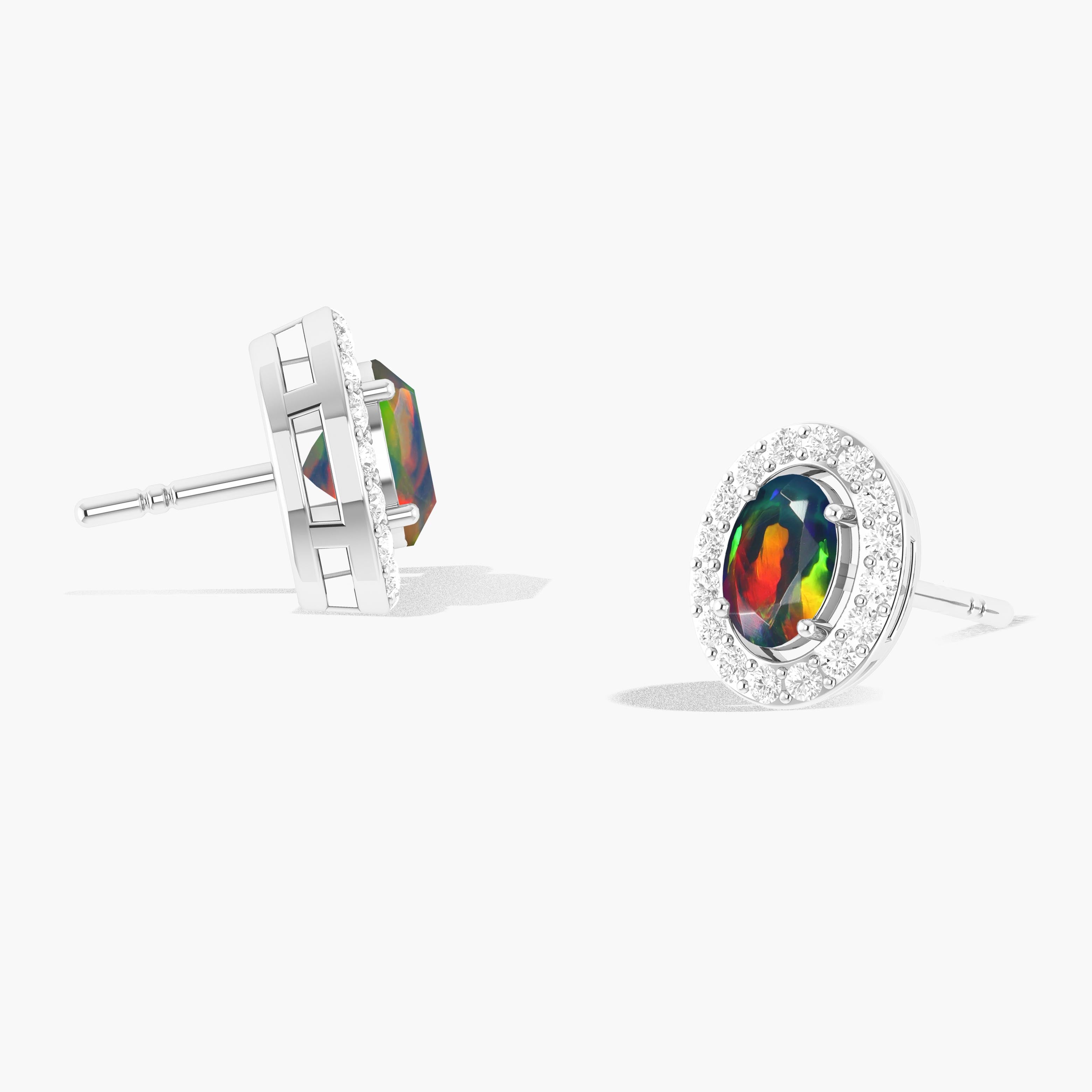 Black opal Silver Stud