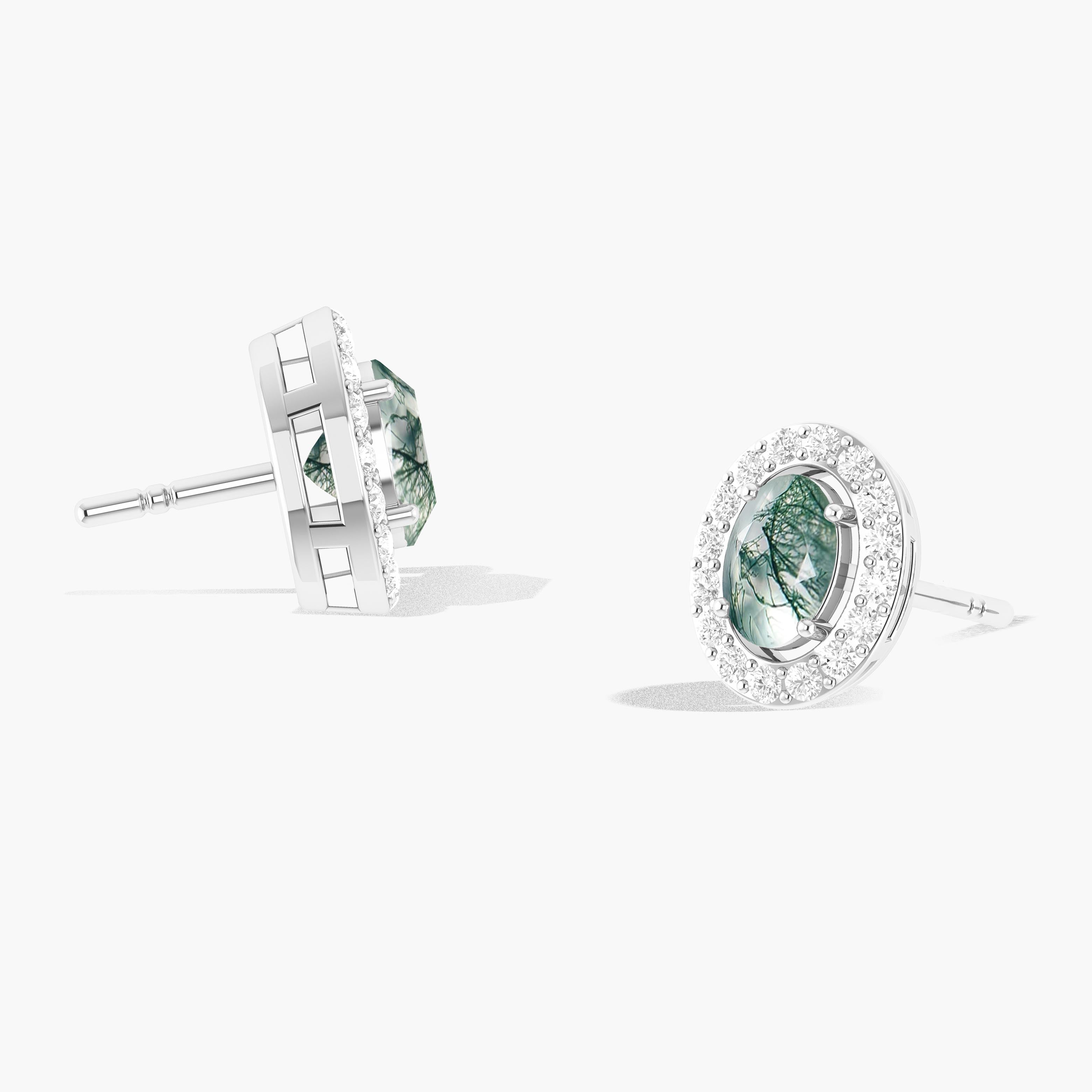 Moss Agate Stud Earring