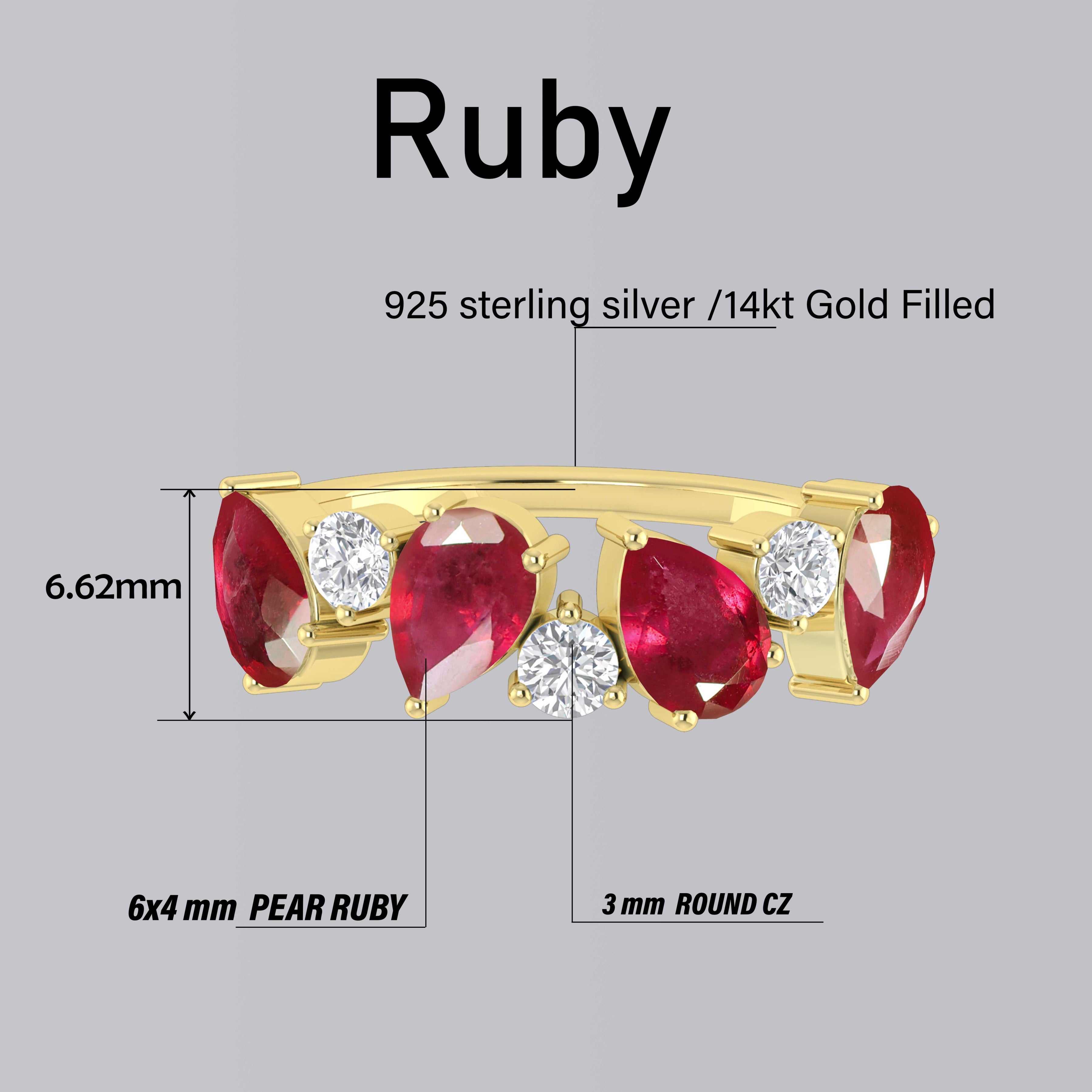 Red Ruby Four Stone Design Ring