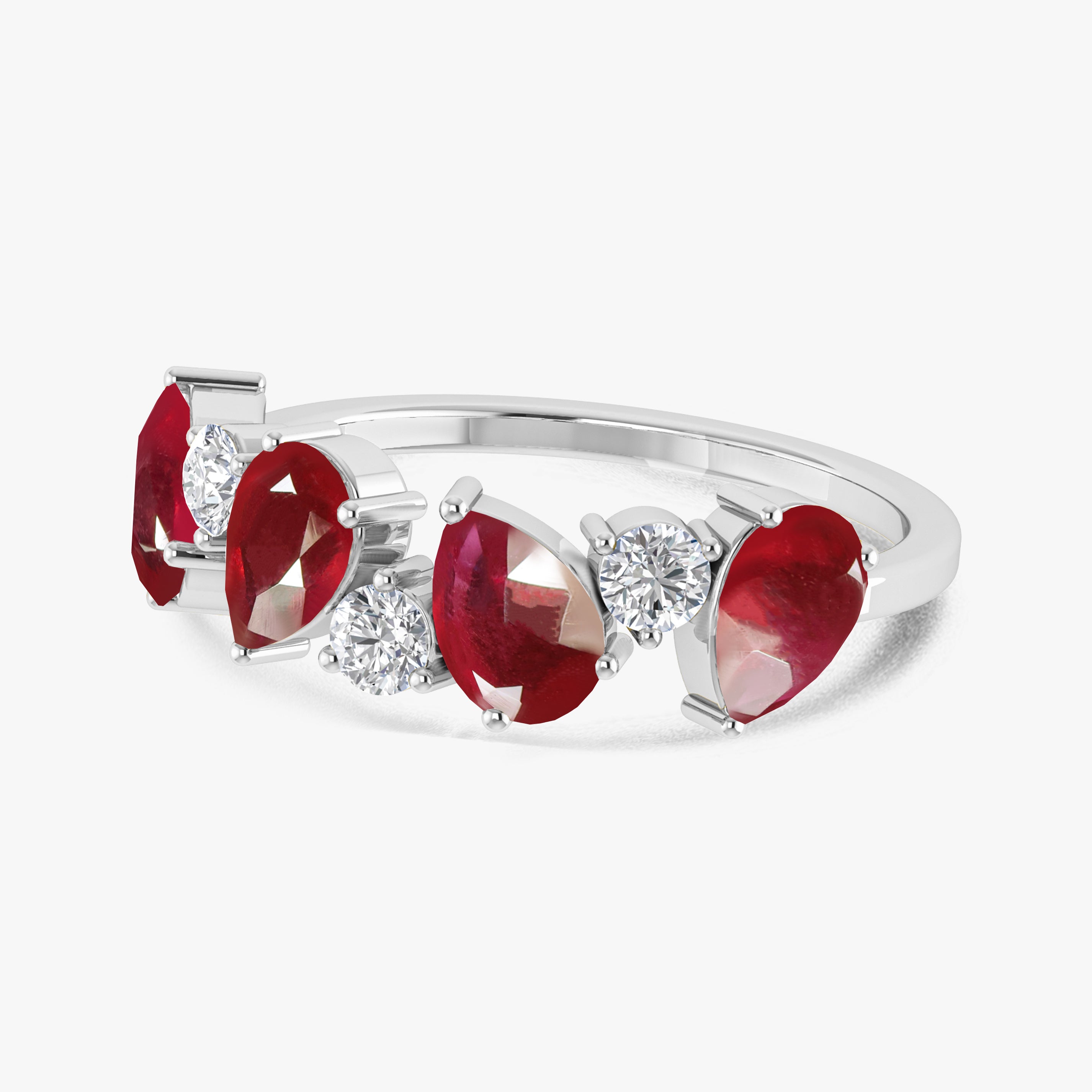 Red Ruby Four Stone Design Ring