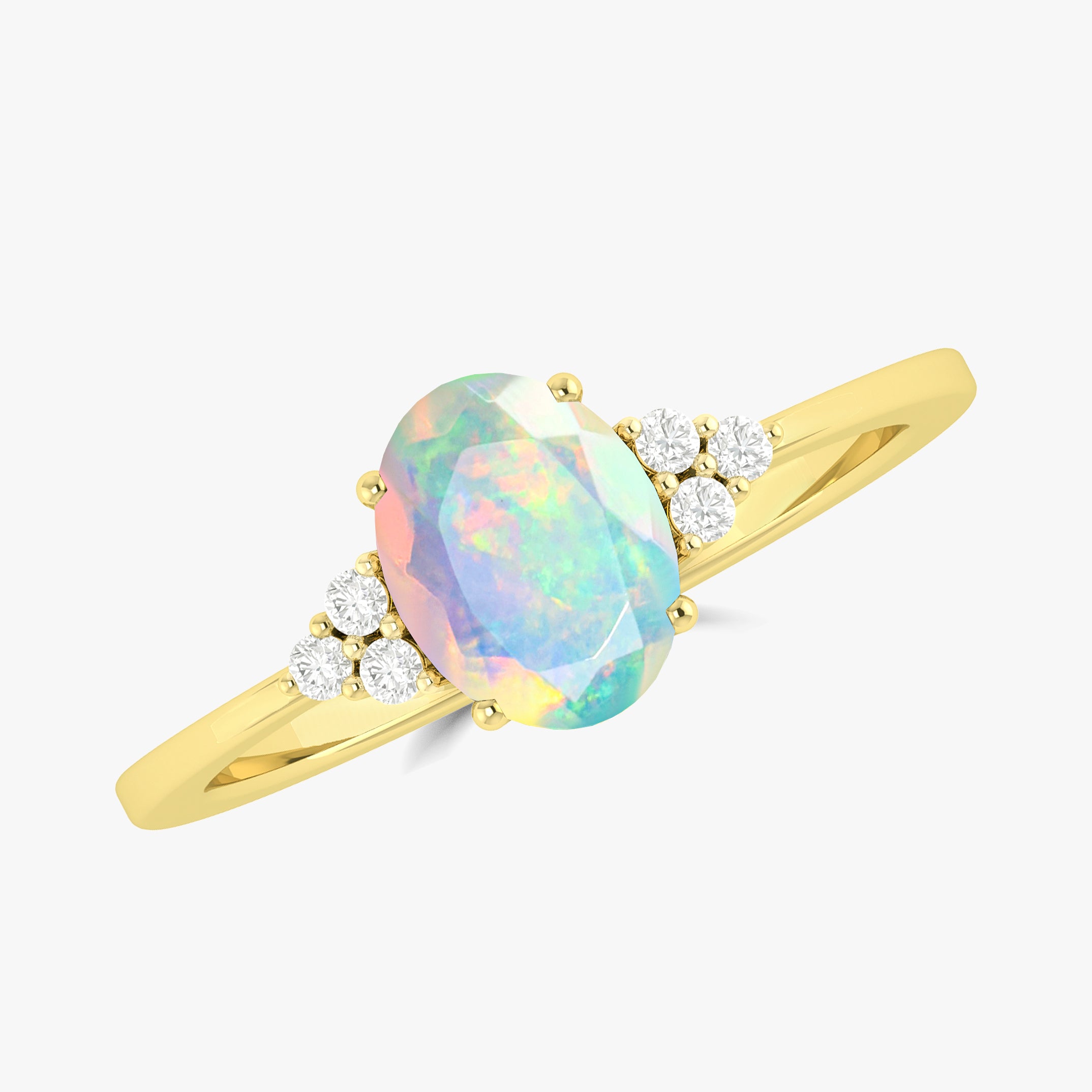 White Opal Gold Ring