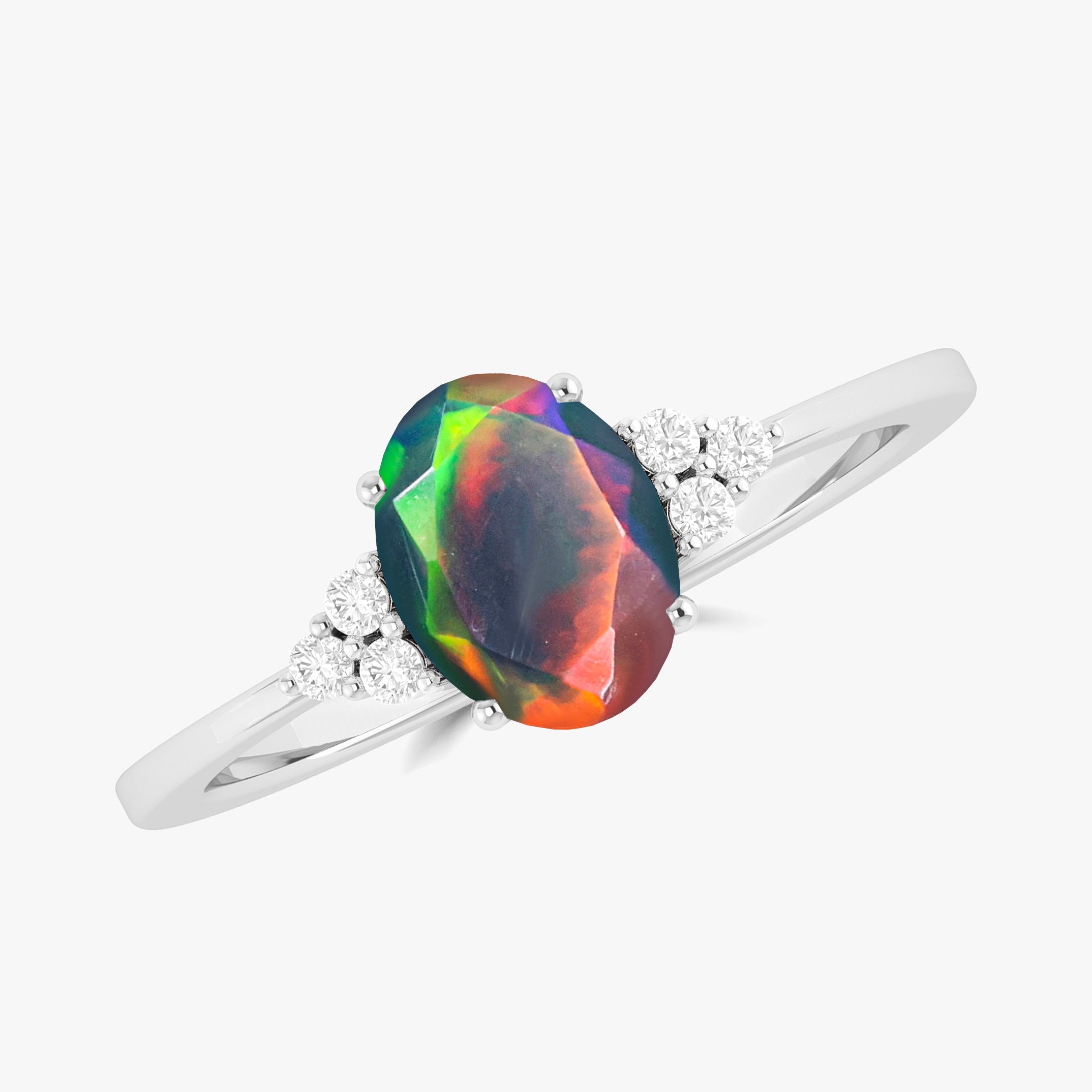 Faceted Black Opal Silver Ring