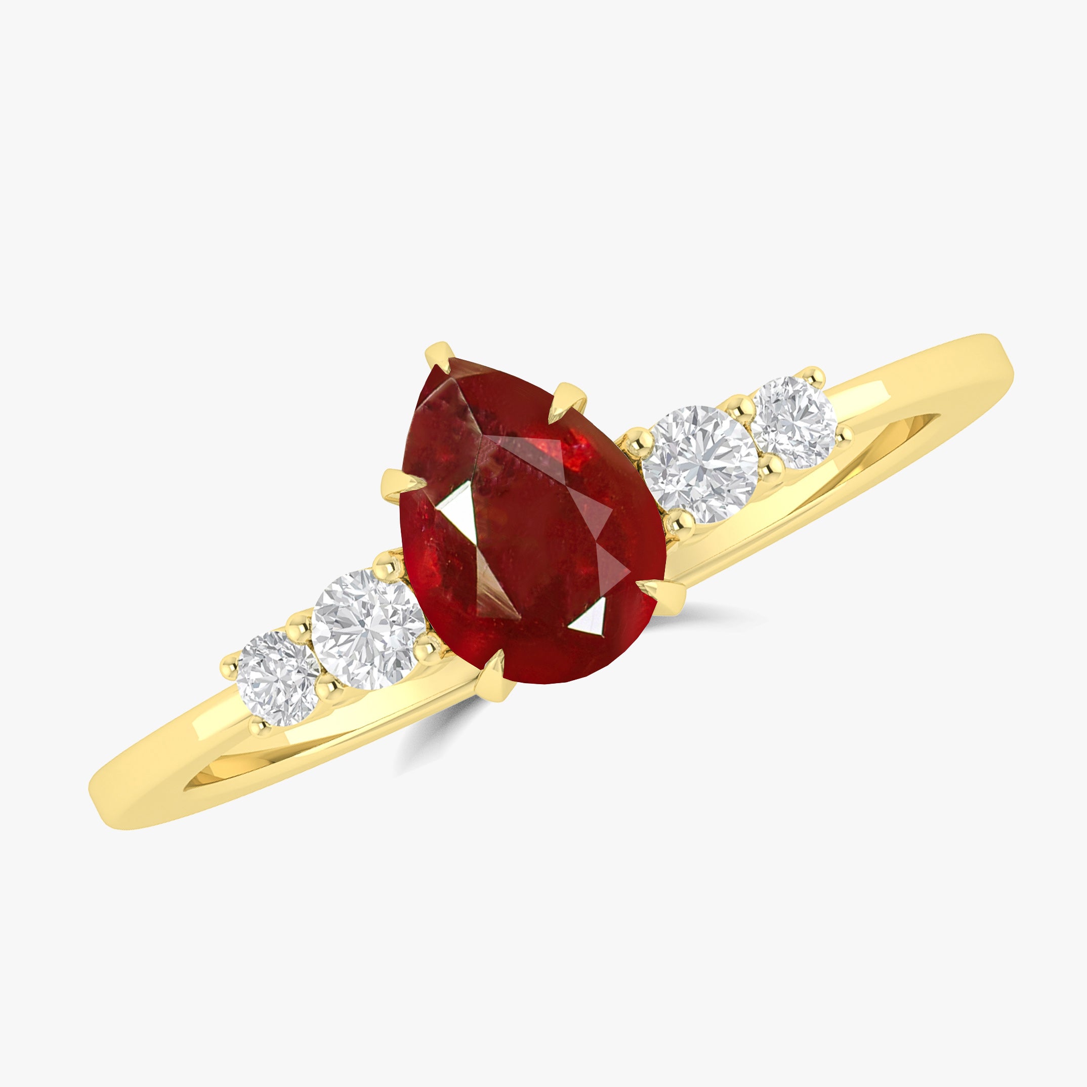 Natural Red Ruby Faceted Pear Ring