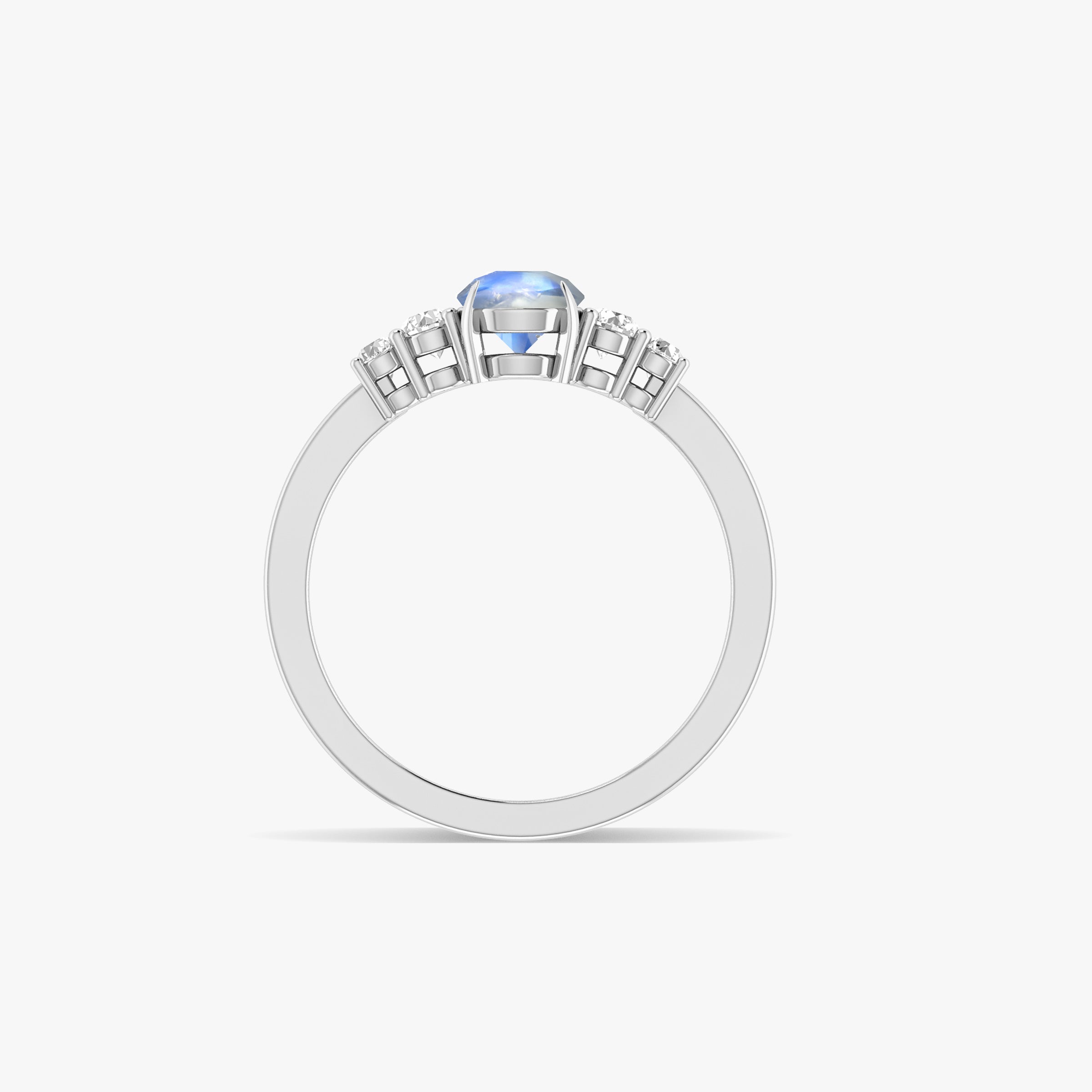 Natural Rainbow Moonstone Faceted Pear Ring