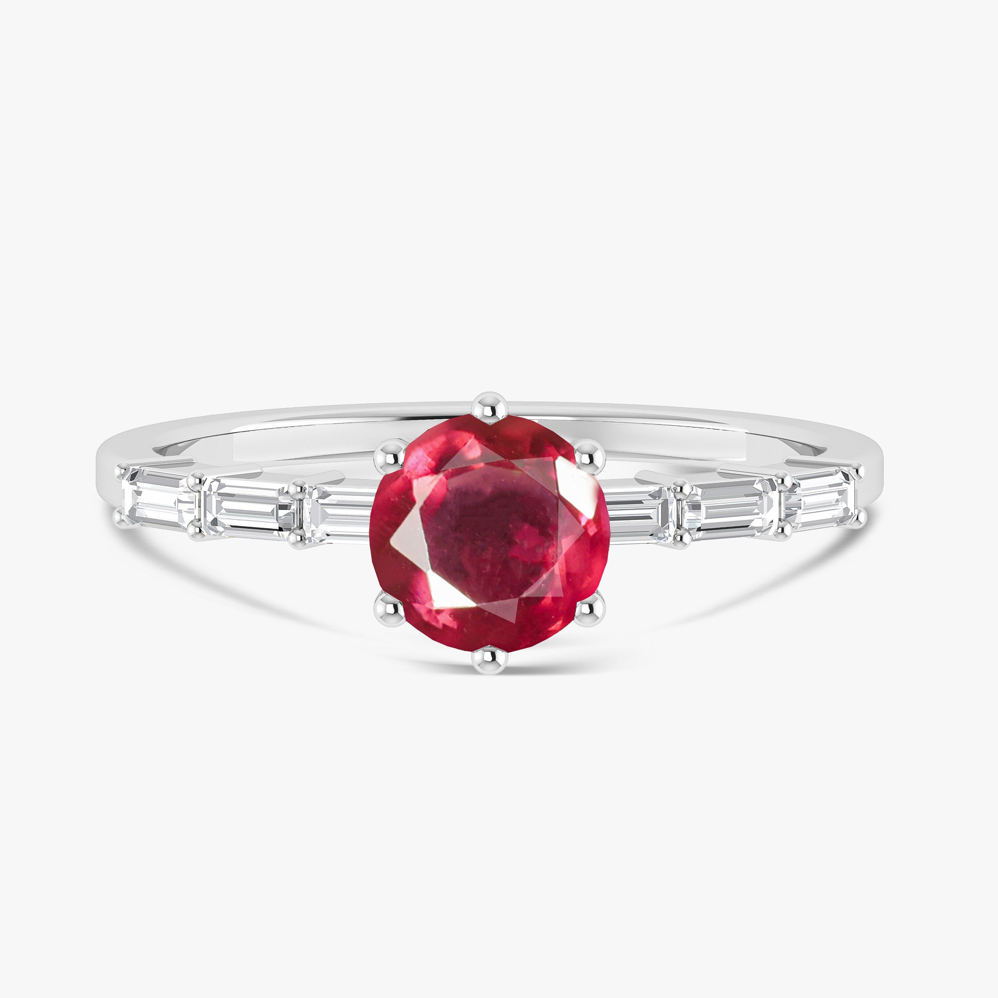 Red Ruby Seven Stone Design Ring