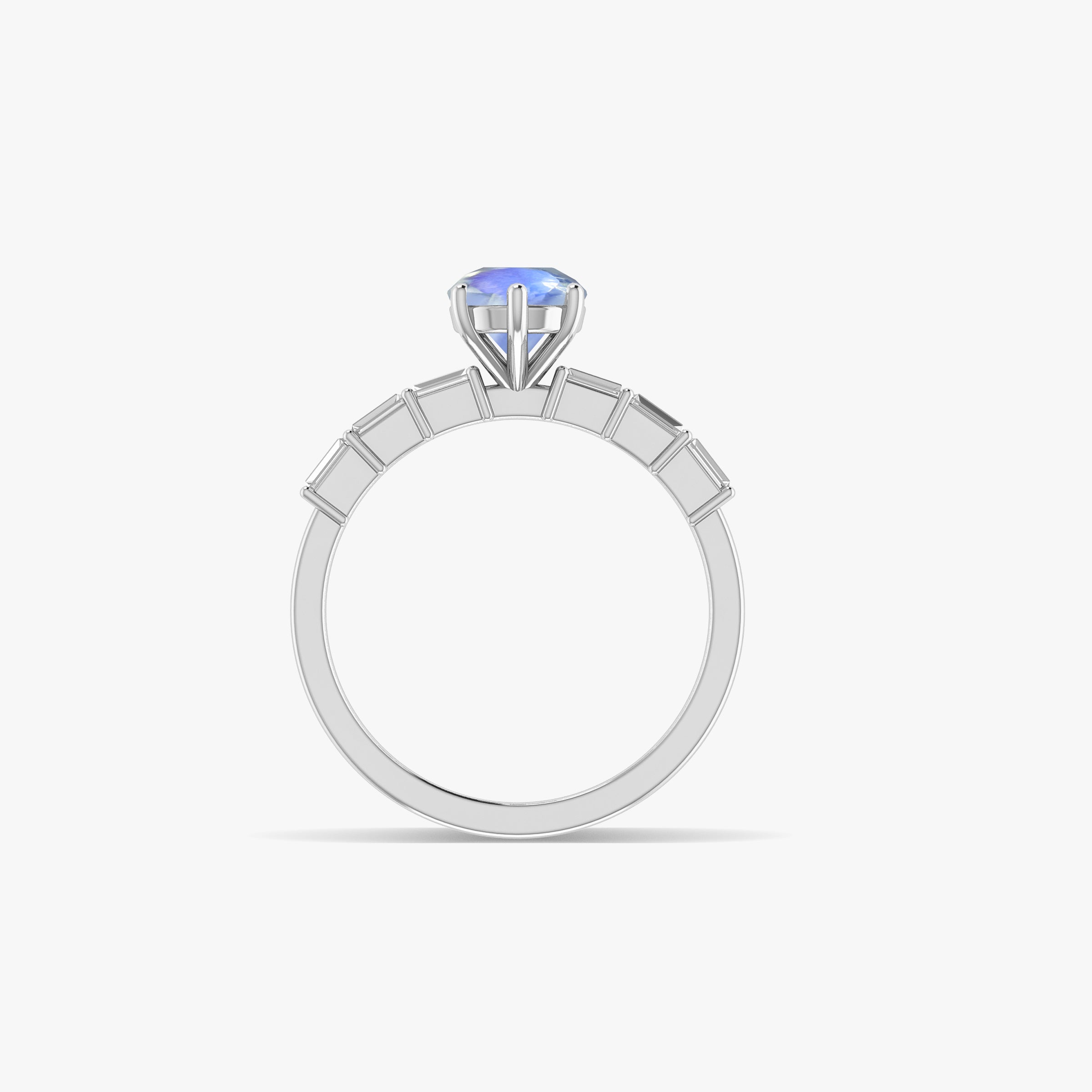 Rainbow color Seven Stone Moonstone gemstone Ring for women