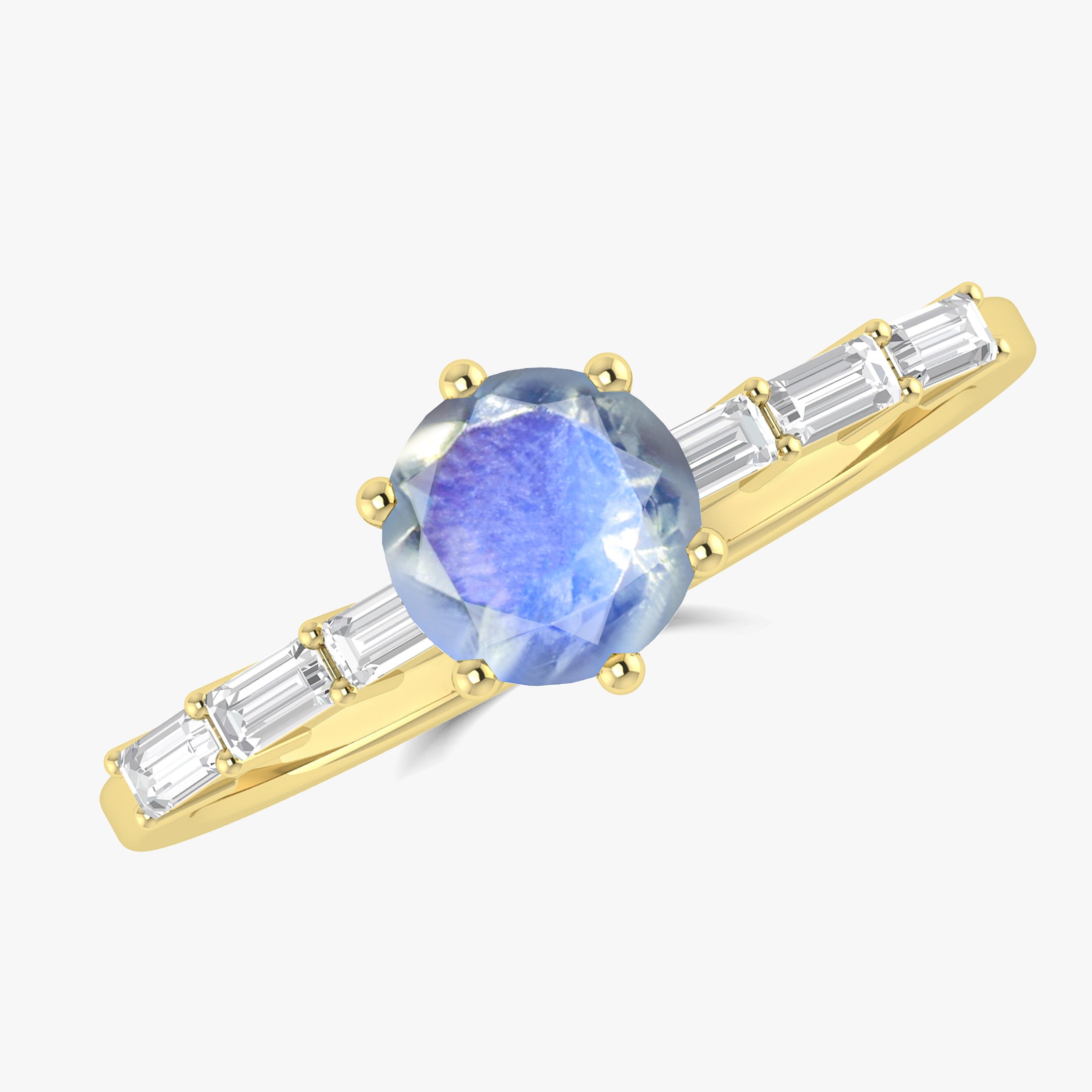 Rainbow color Seven Stone Moonstone Ring
