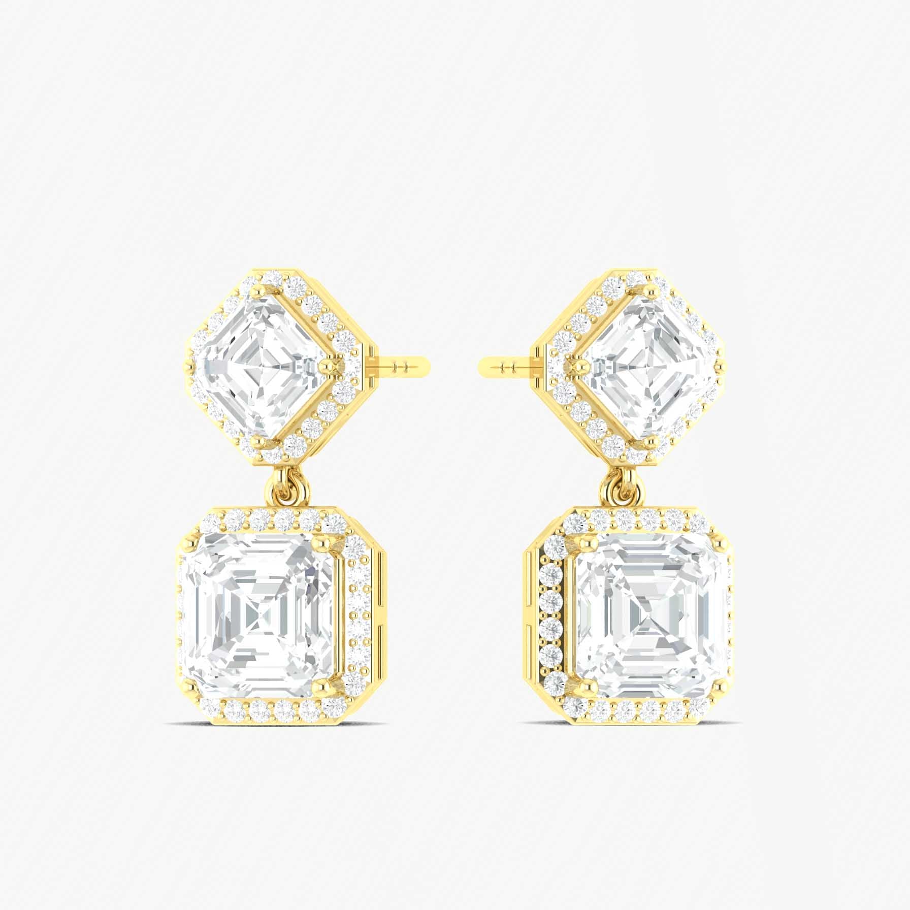 Cubic Zirconia 7x5mm Octagon Halo Drop Earring in 925 Silver 4ct