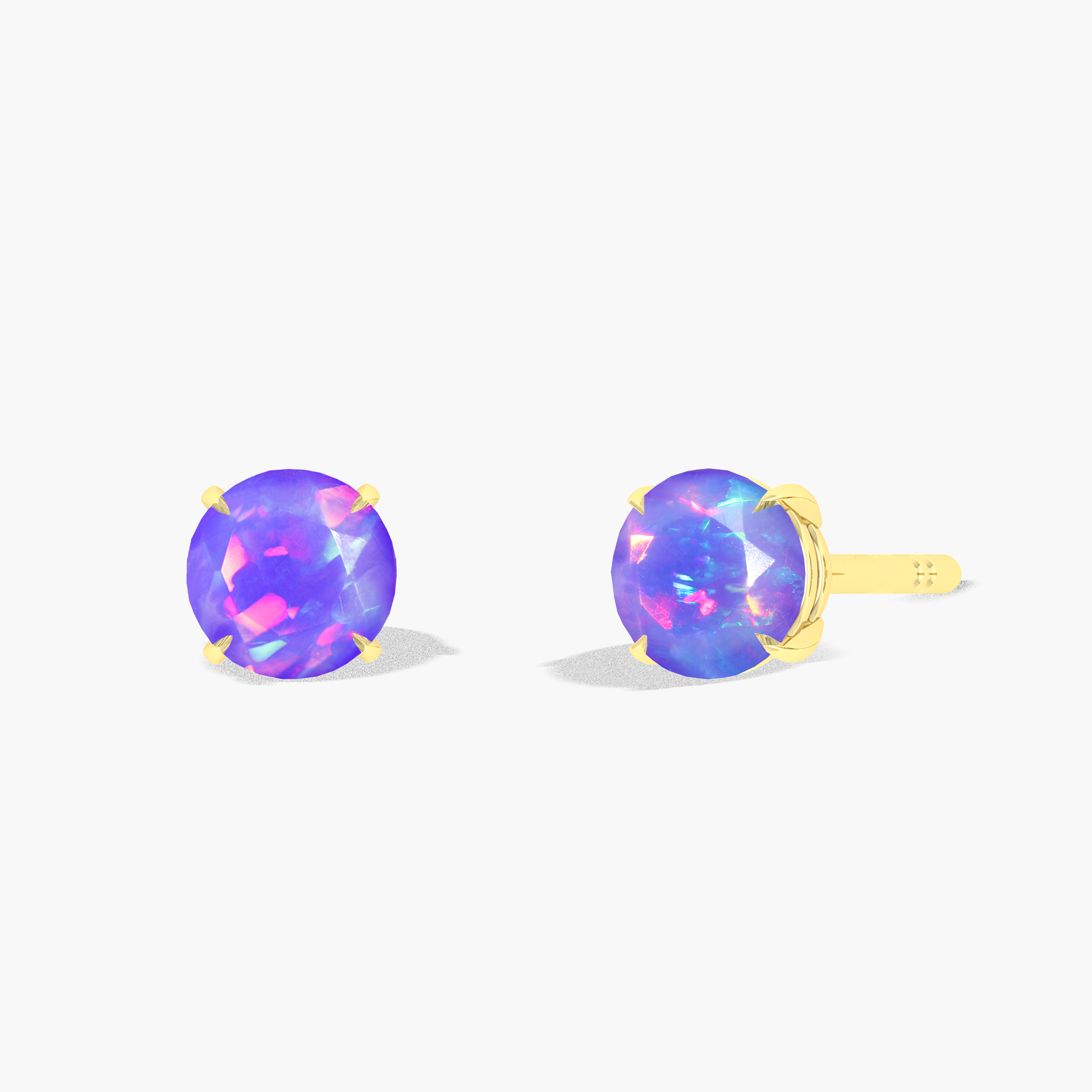 Round Lavender Opal Gemstone Simple Stud Earring