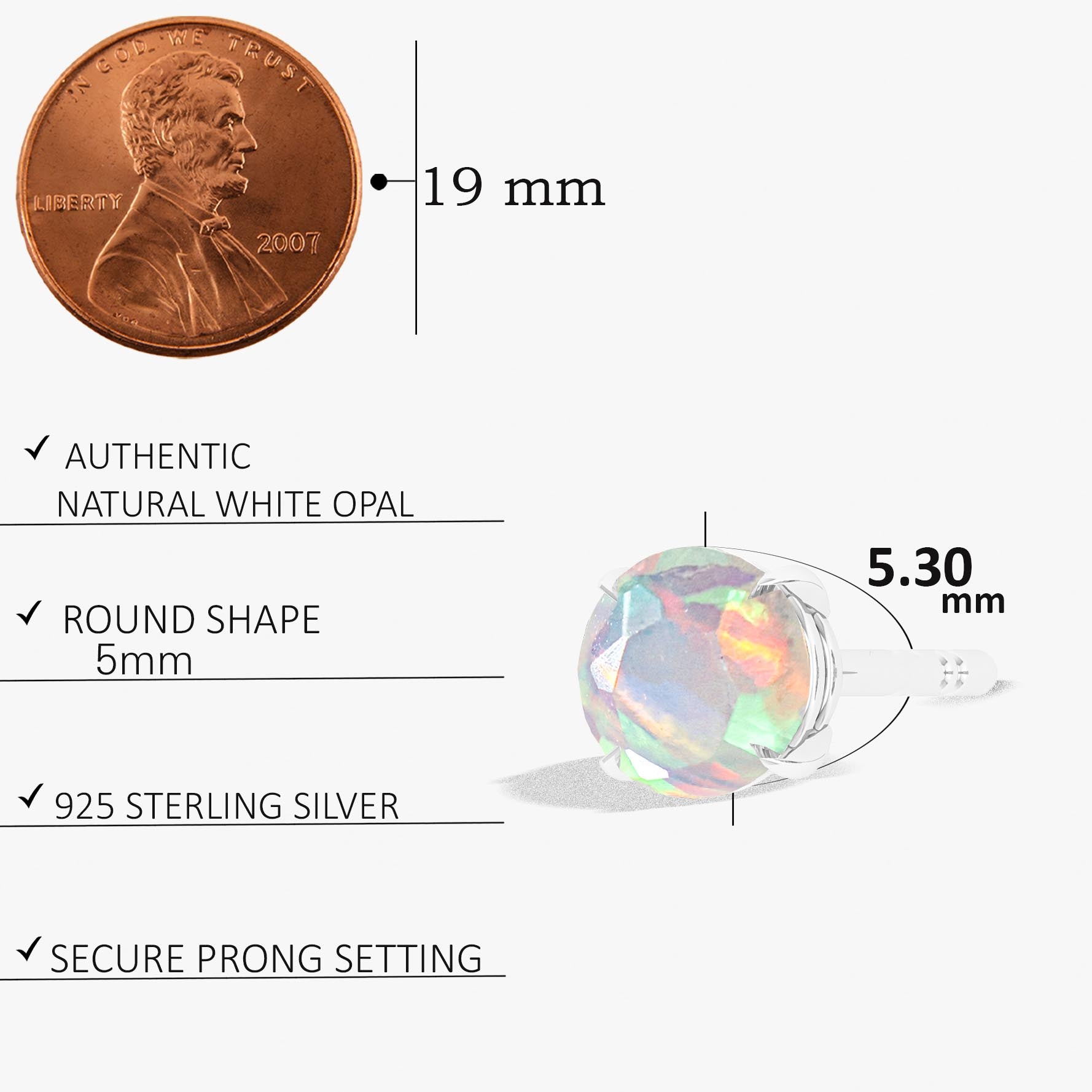 White Opal Stud