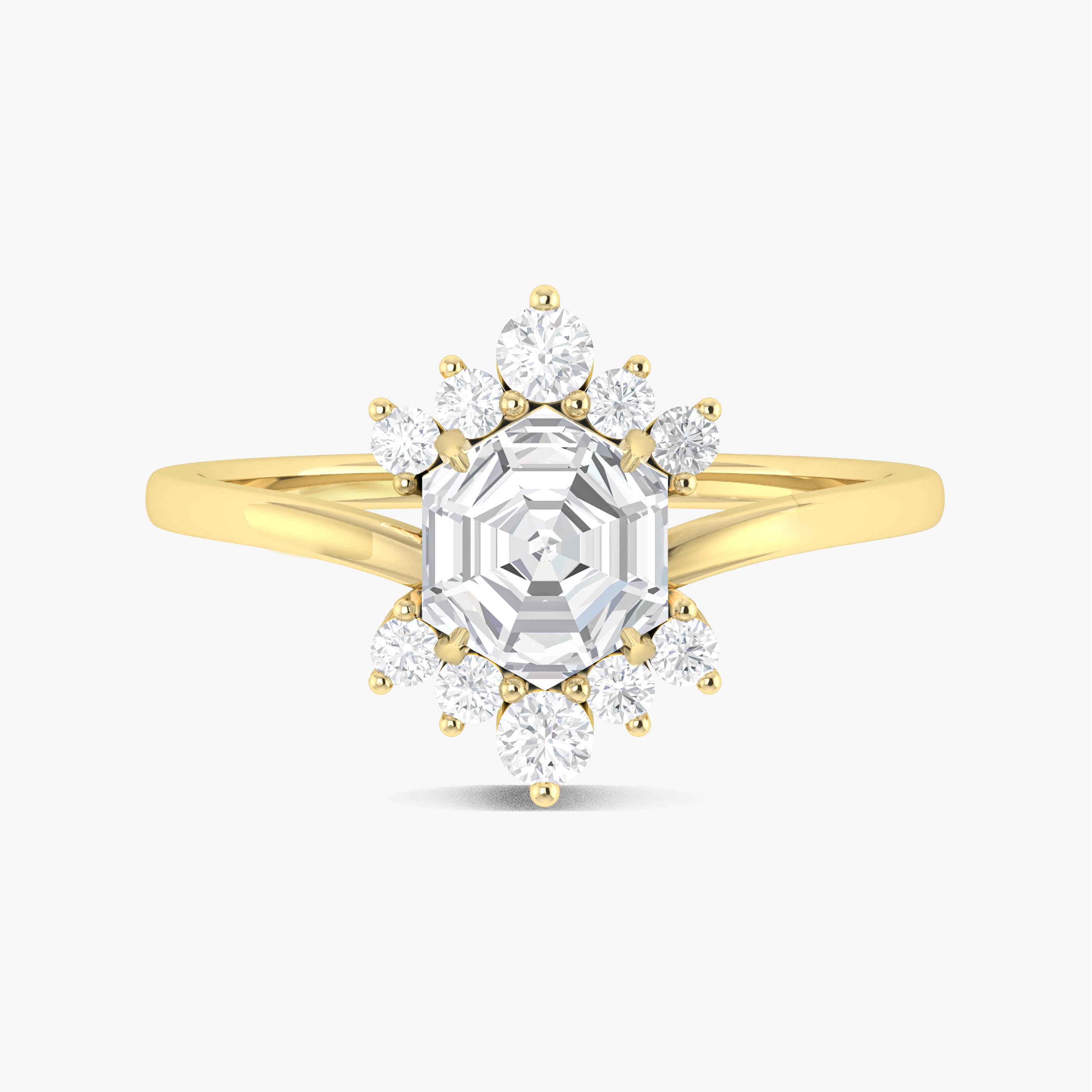 Natural Moissanite Hexagon Gemstone Ring