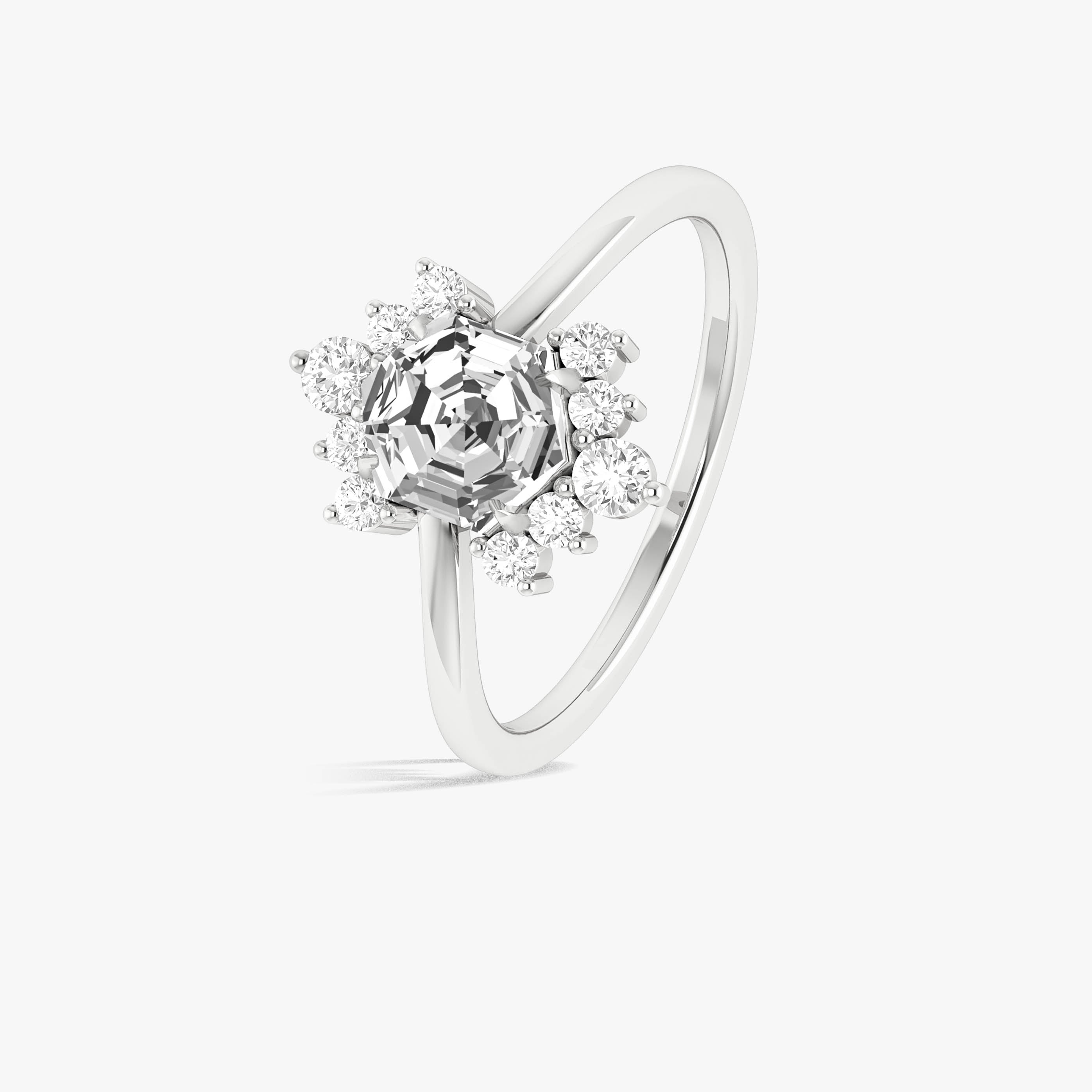 Natural Moissanite Hexagon Gemstone Ring