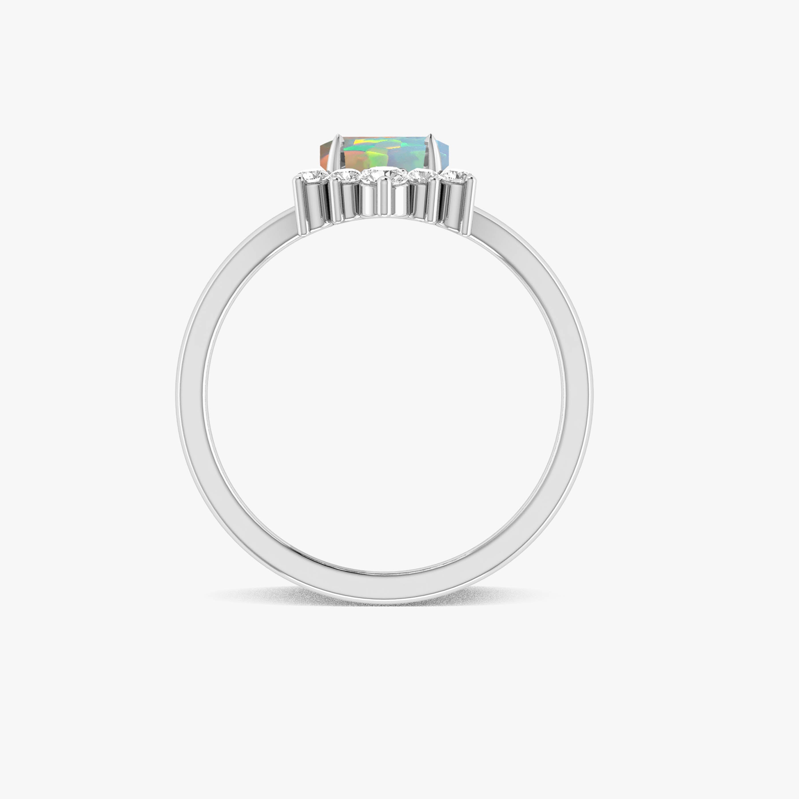 Natural White Opal Hexagon Gemstone Ring