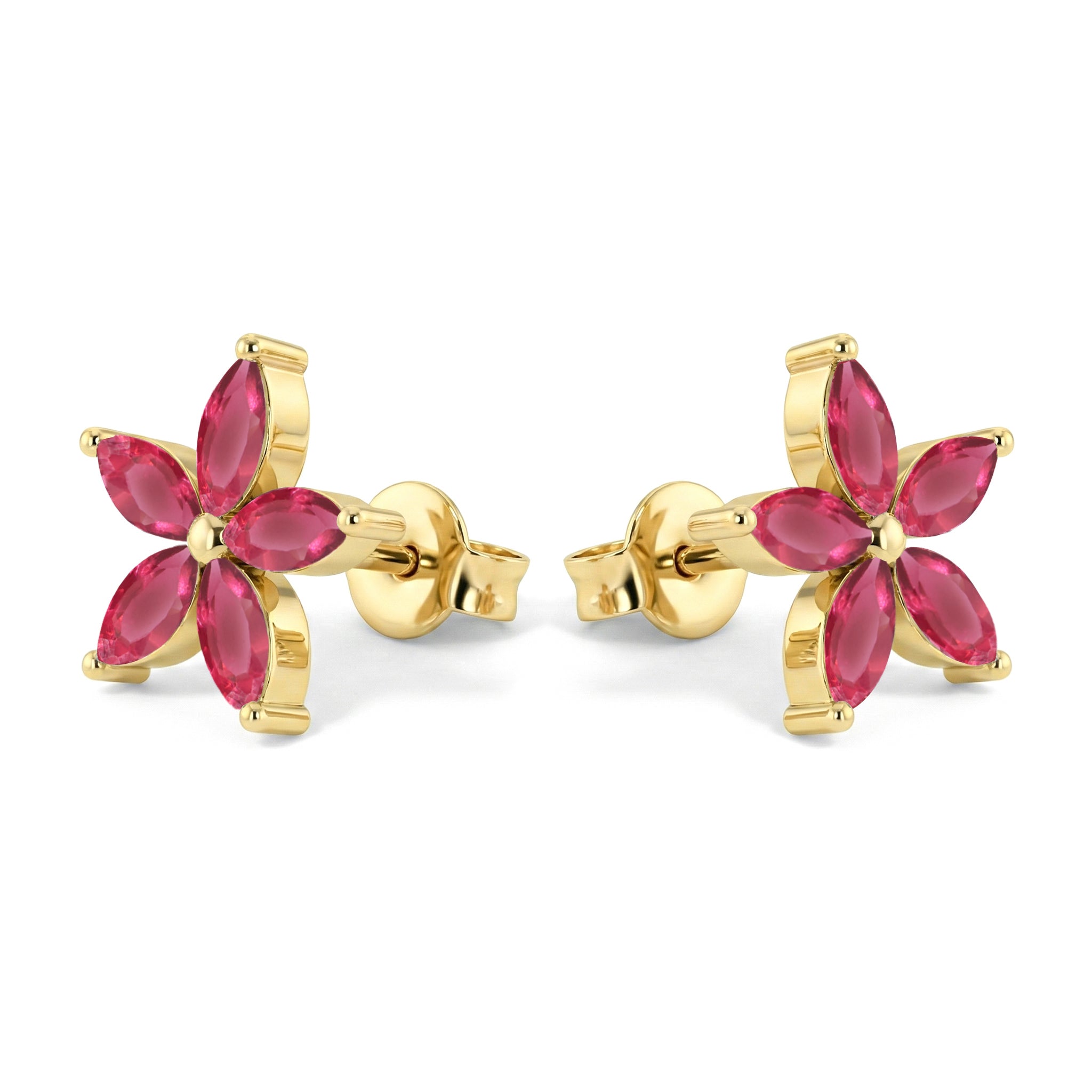 Pink Tourmaline Flower and Marquis Shape Stud Earring in 925 Sterling Silver 4X2 MM 3ct.