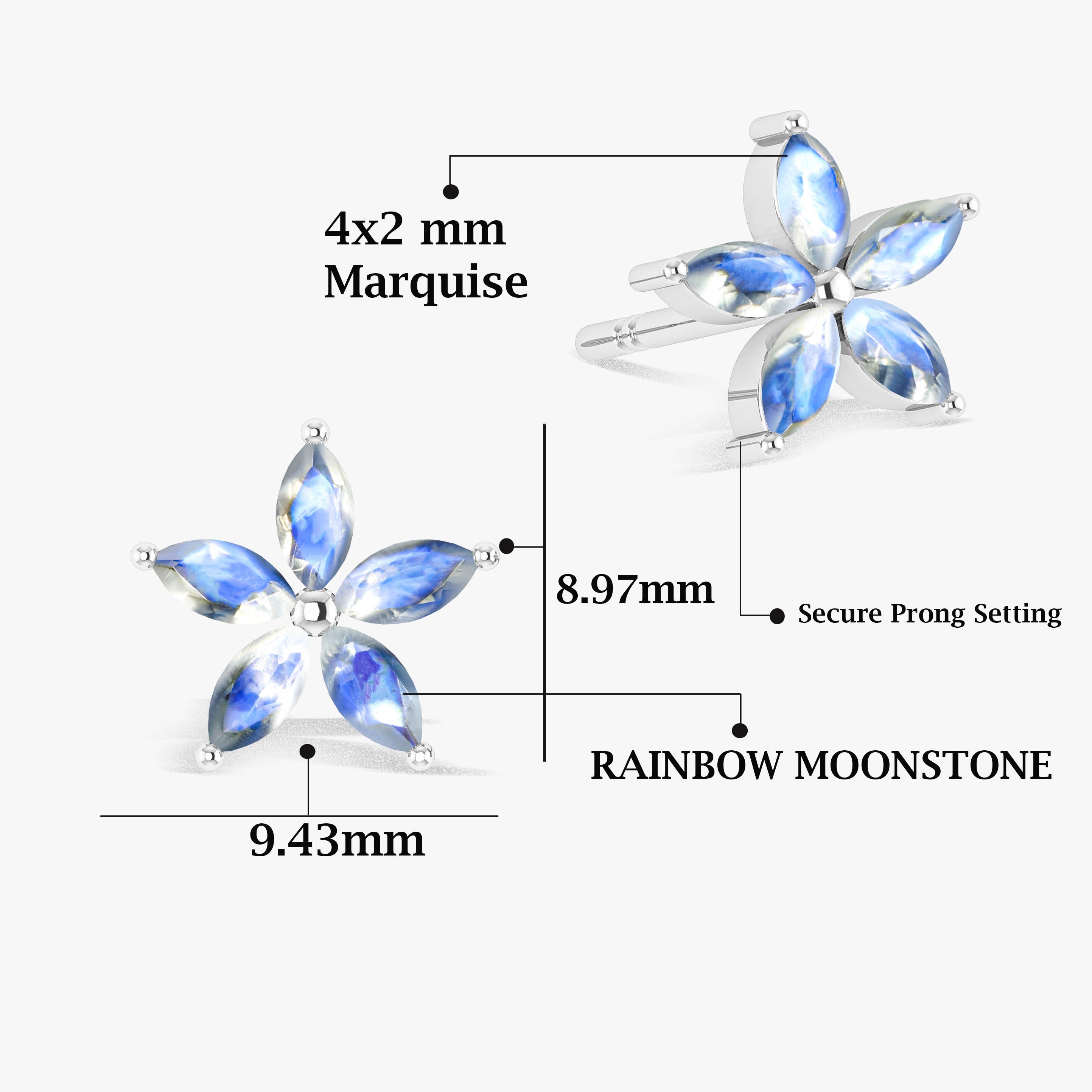 Natural Moonstone Stud Earring