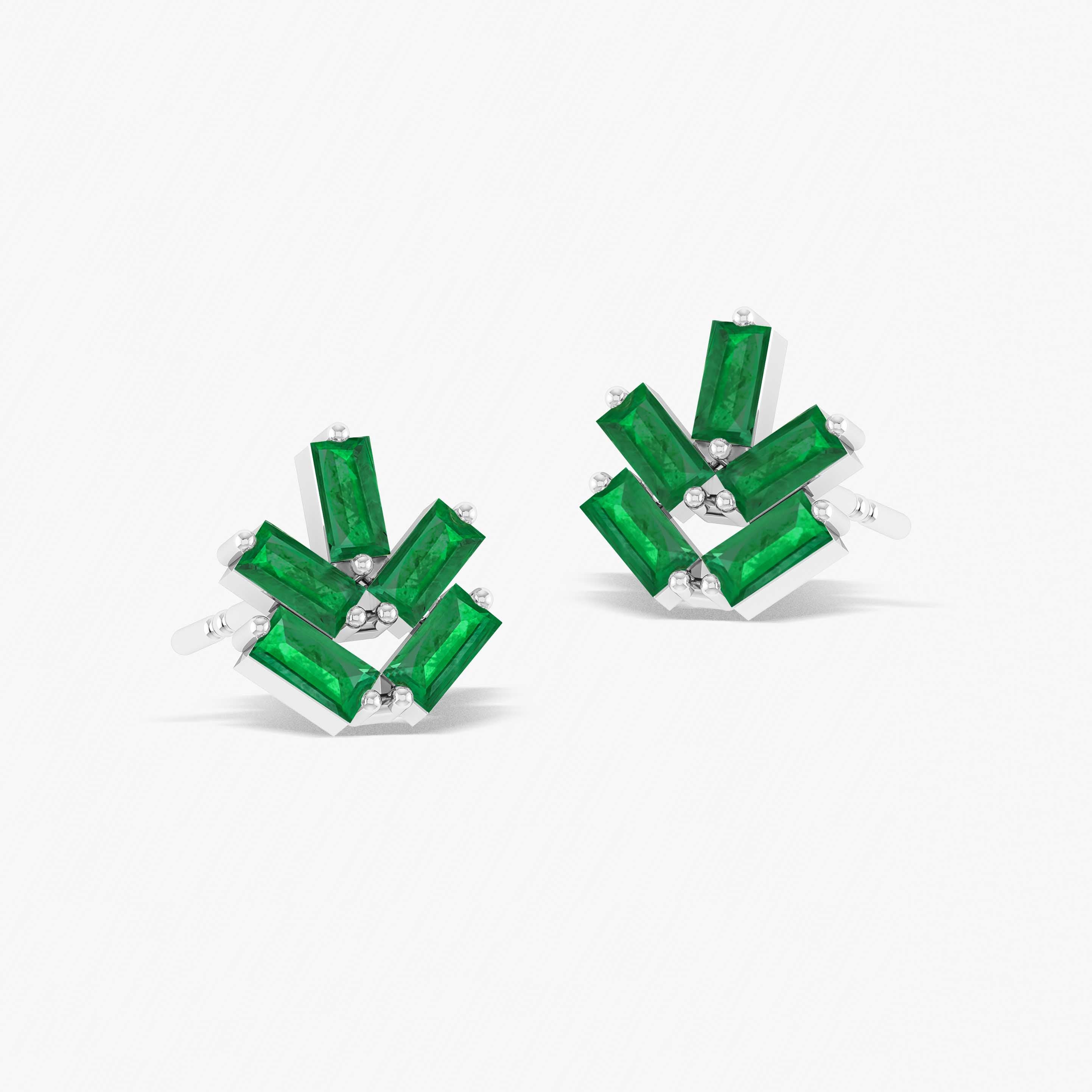 Emerald Baguette Stone Stud Earring