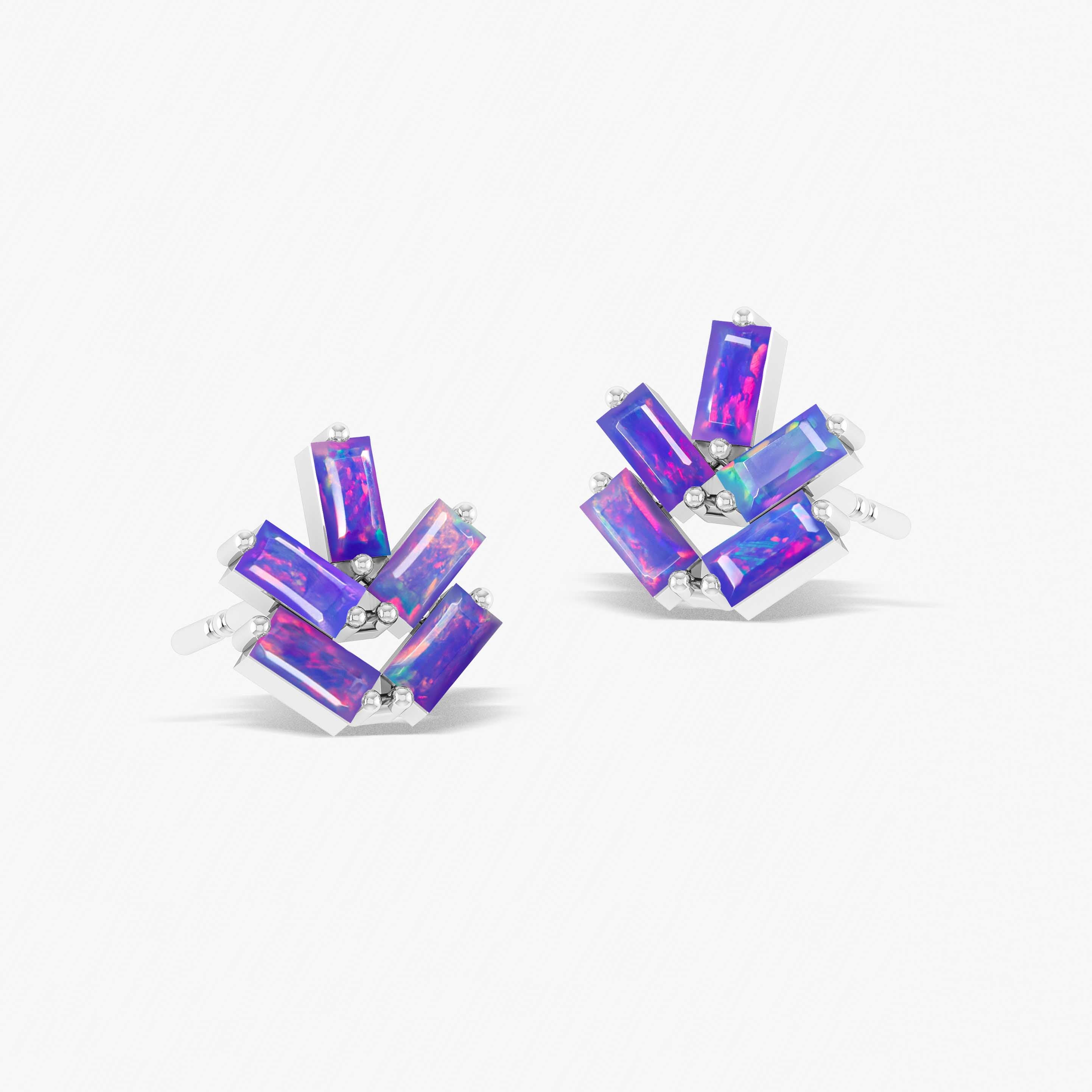 Lavender Opal Baguette Stone Stud Earring