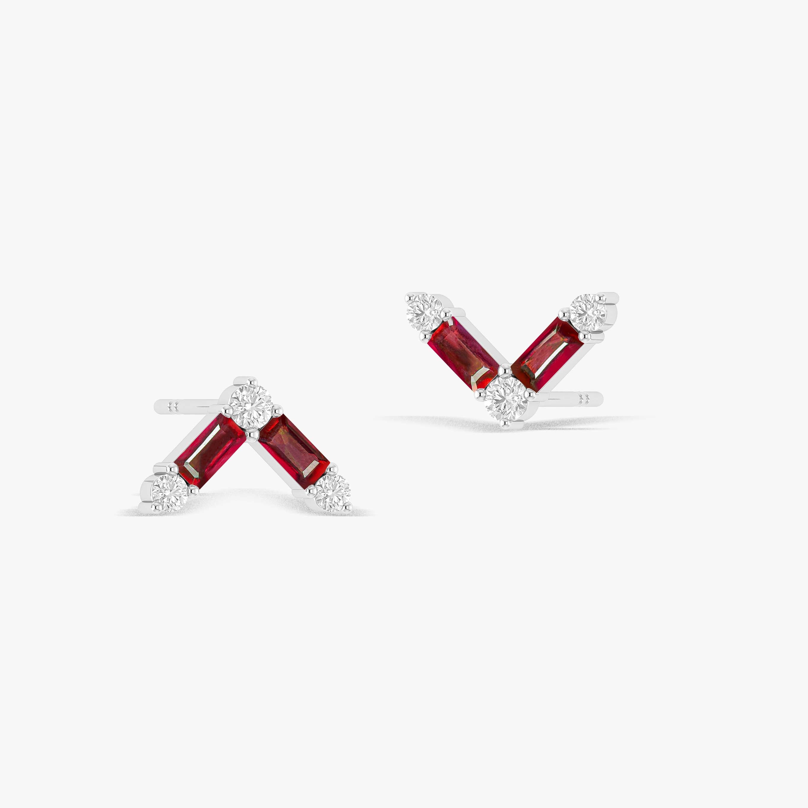 Red Ruby AV Style Stud Earring