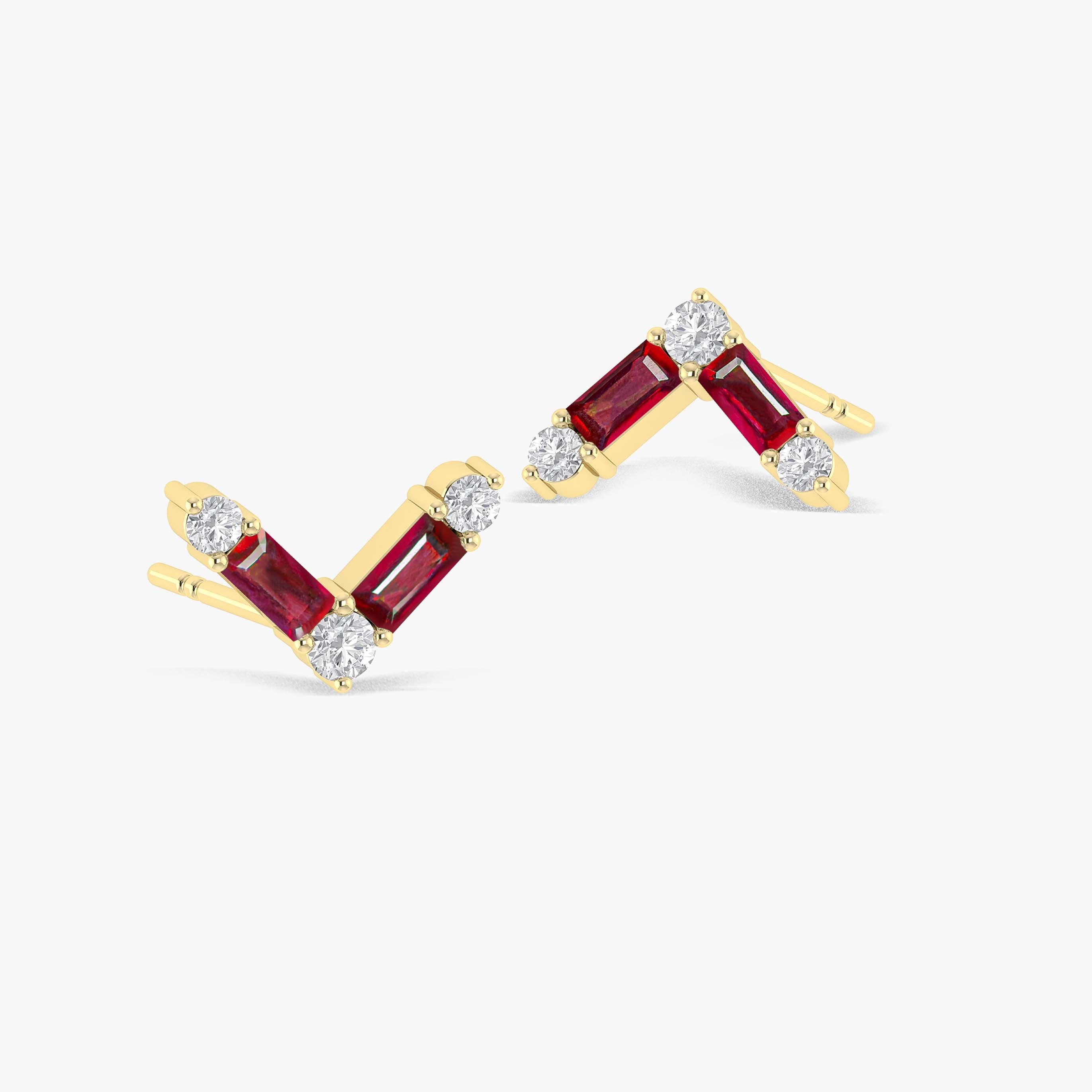 Red Ruby AV Style Stud Earring