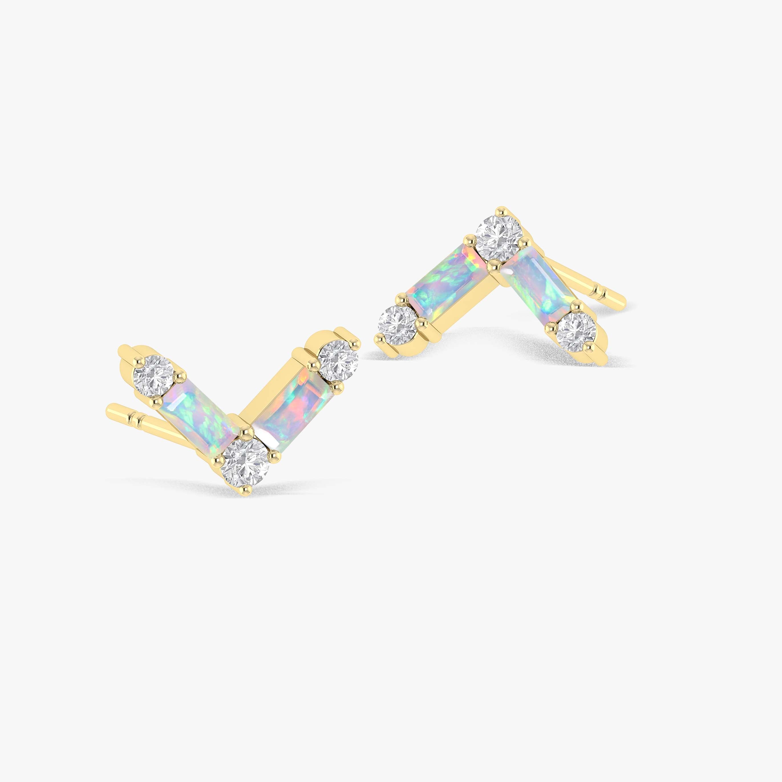 White Opal AV Style Stud Earring