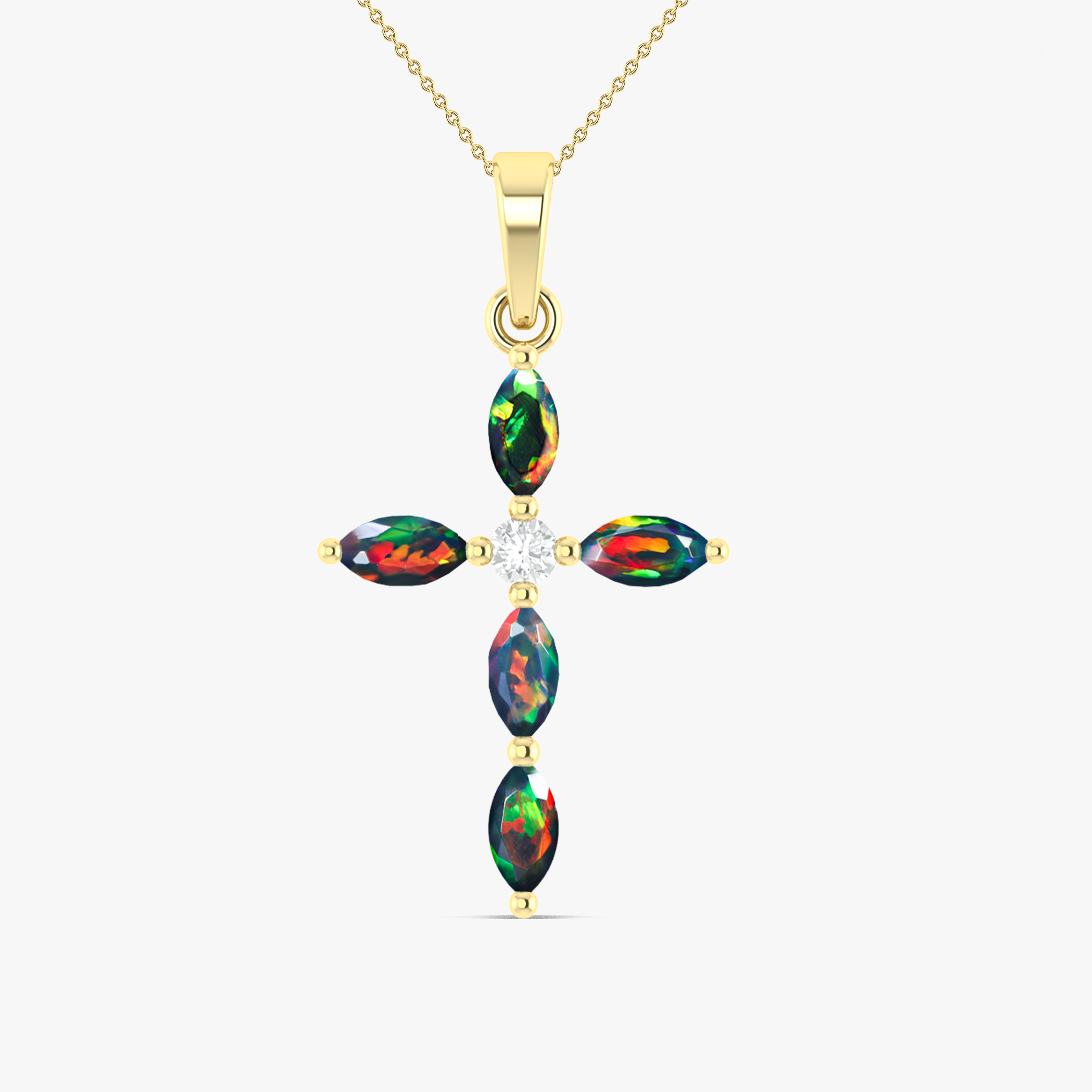 Black Opal Marquise Shape Gemstone Pendant Necklace