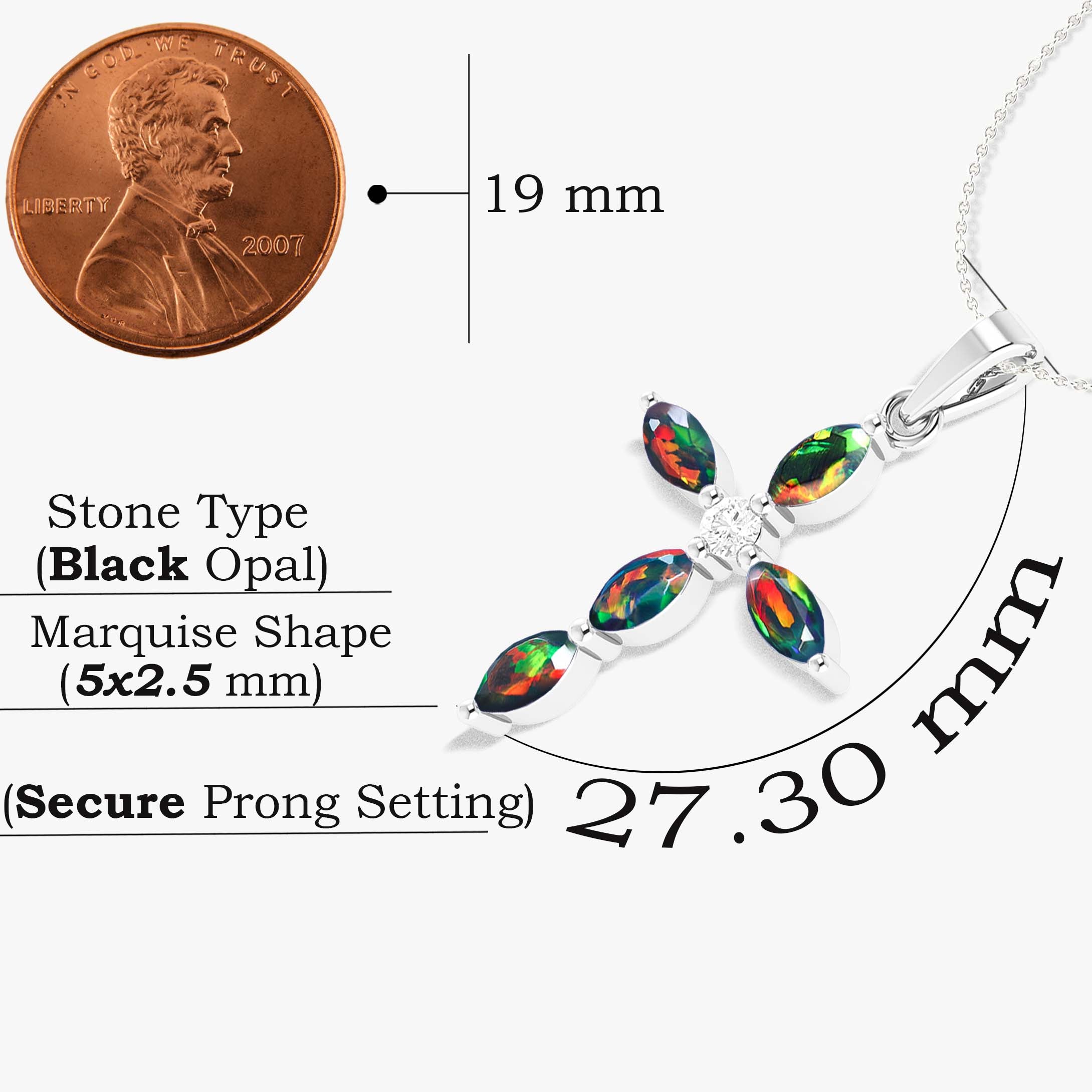 Black Opal Marquise Shape Gemstone Pendant Necklace
