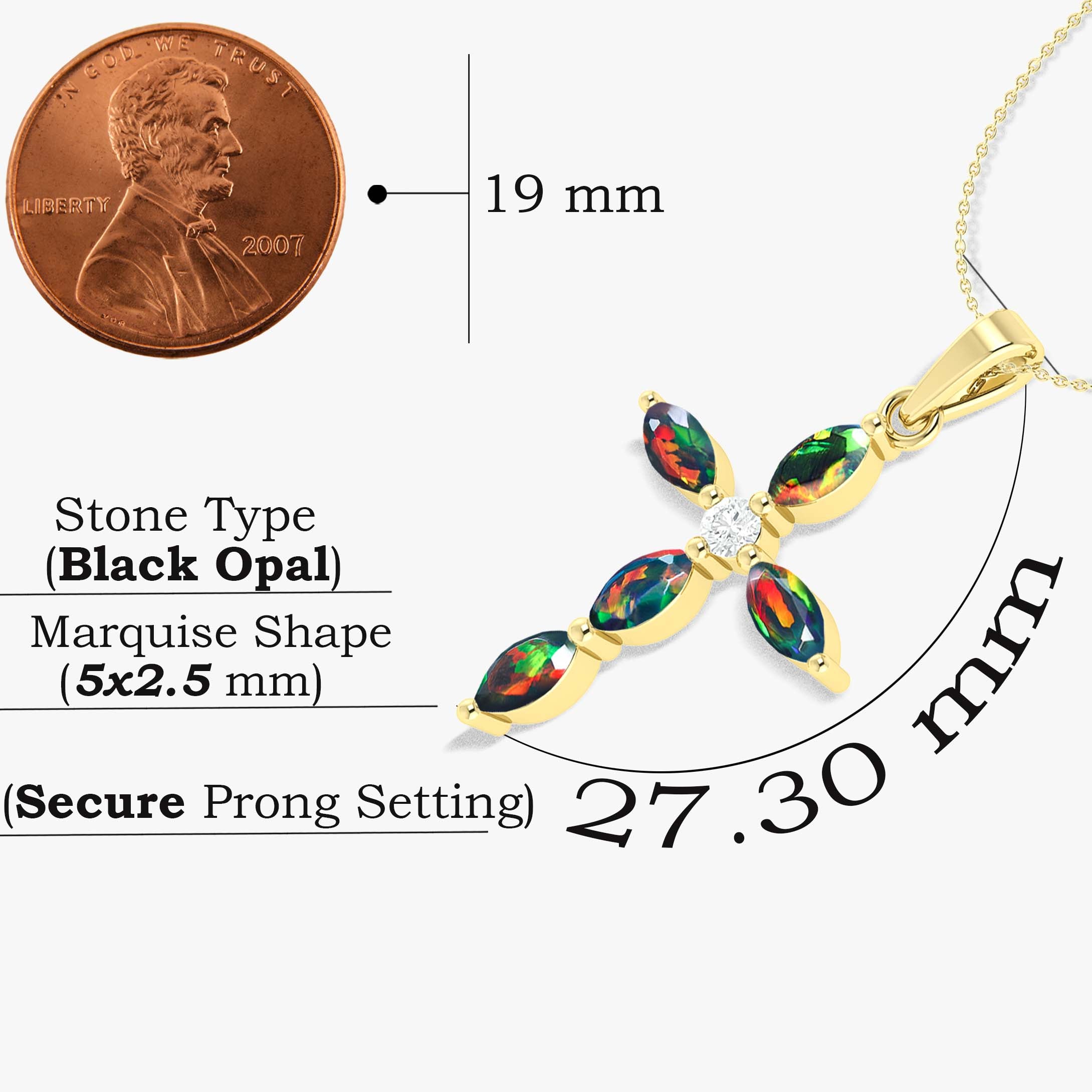 Black Opal Marquise Shape Gemstone Pendant Necklace